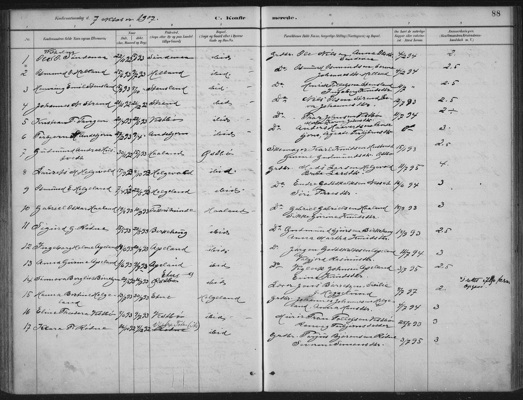Vikedal sokneprestkontor, AV/SAST-A-101840/01/IV: Parish register (official) no. A 11, 1884-1933, p. 88