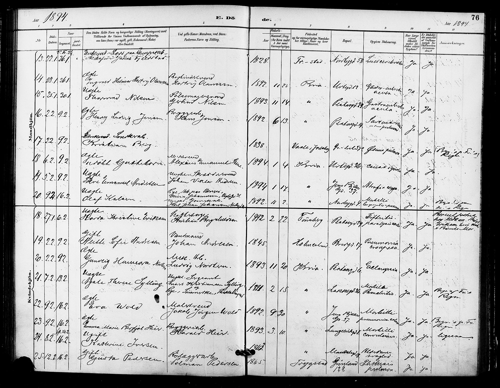 Grønland prestekontor Kirkebøker, AV/SAO-A-10848/F/Fa/L0010: Parish register (official) no. 10, 1891-1898, p. 76