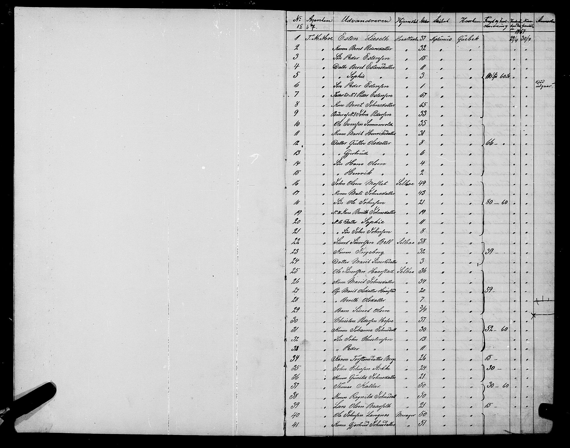 Trondheim politikammer, SAT/A-1887/1/32/L0001: Emigrantprotokoll I, 1867-1870