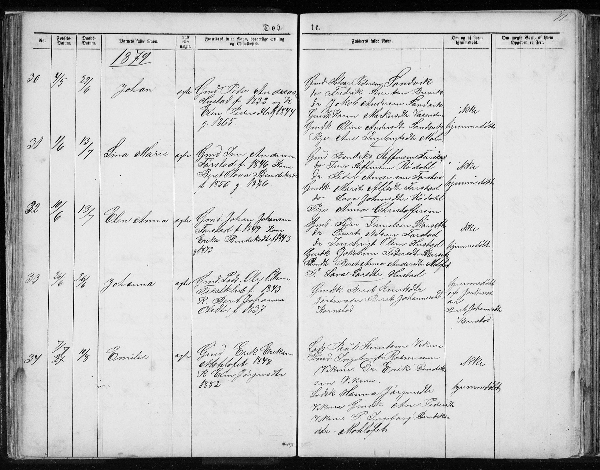 Ministerialprotokoller, klokkerbøker og fødselsregistre - Møre og Romsdal, AV/SAT-A-1454/567/L0782: Parish register (copy) no. 567C02, 1867-1886, p. 71