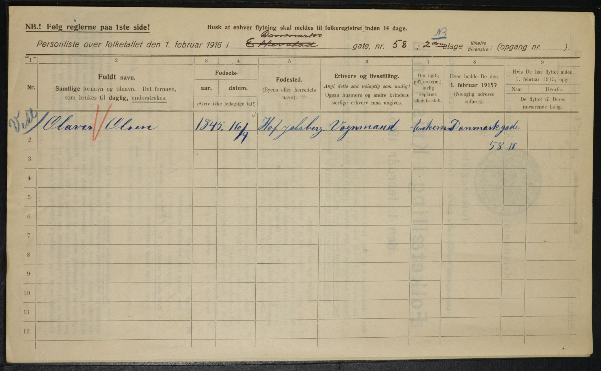 OBA, Municipal Census 1916 for Kristiania, 1916, p. 15104