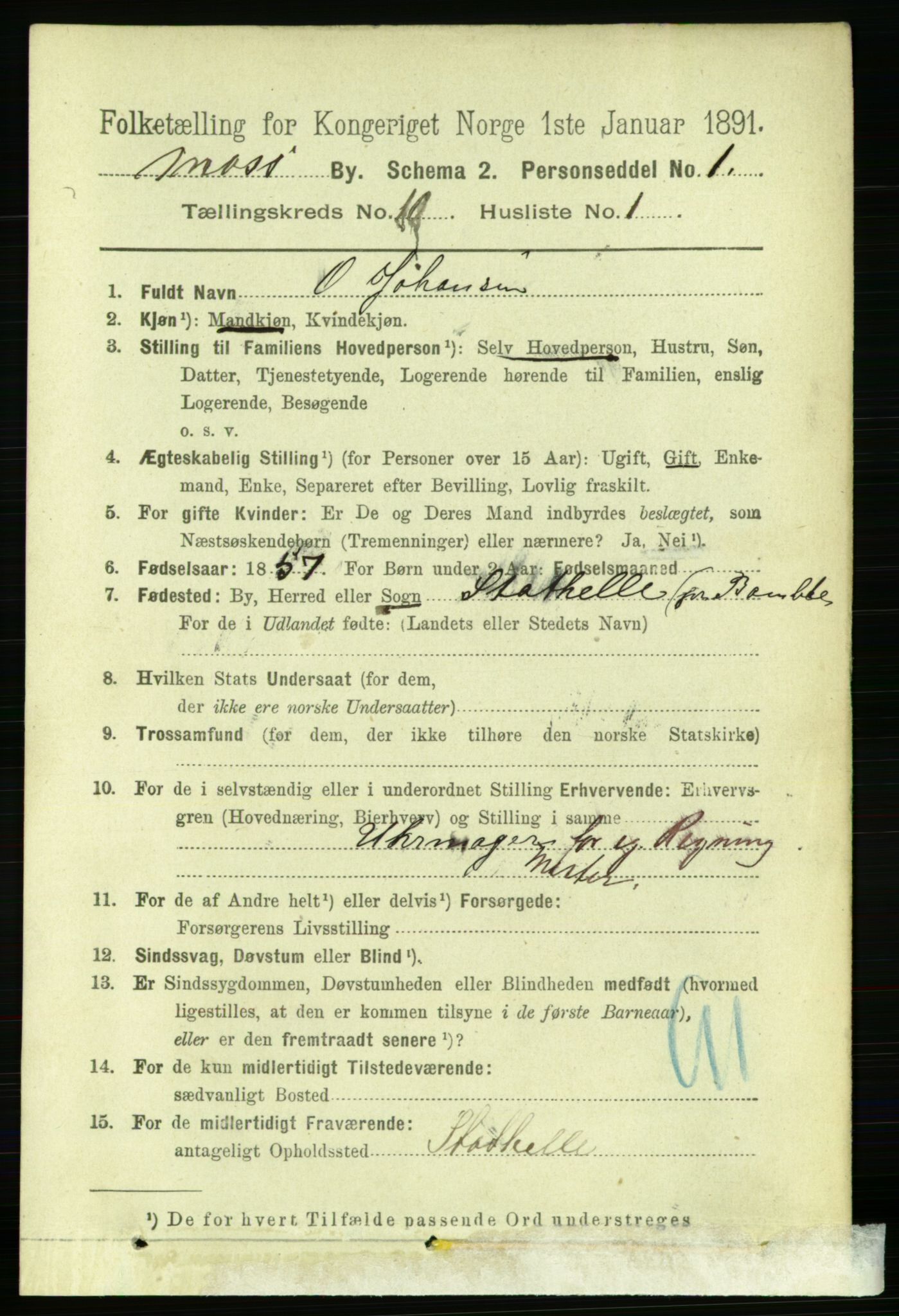 RA, 1891 census for 0104 Moss, 1891, p. 5472