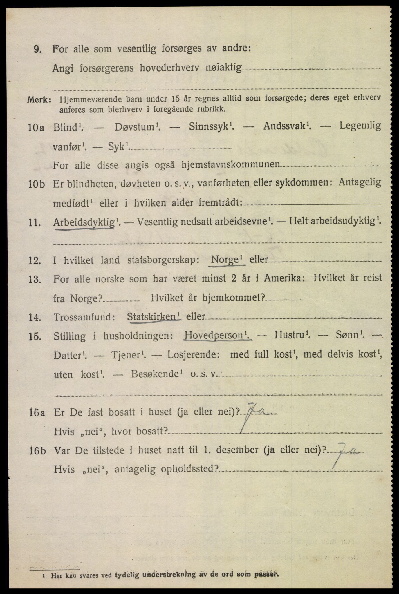 SAK, 1920 census for Oddernes, 1920, p. 7608