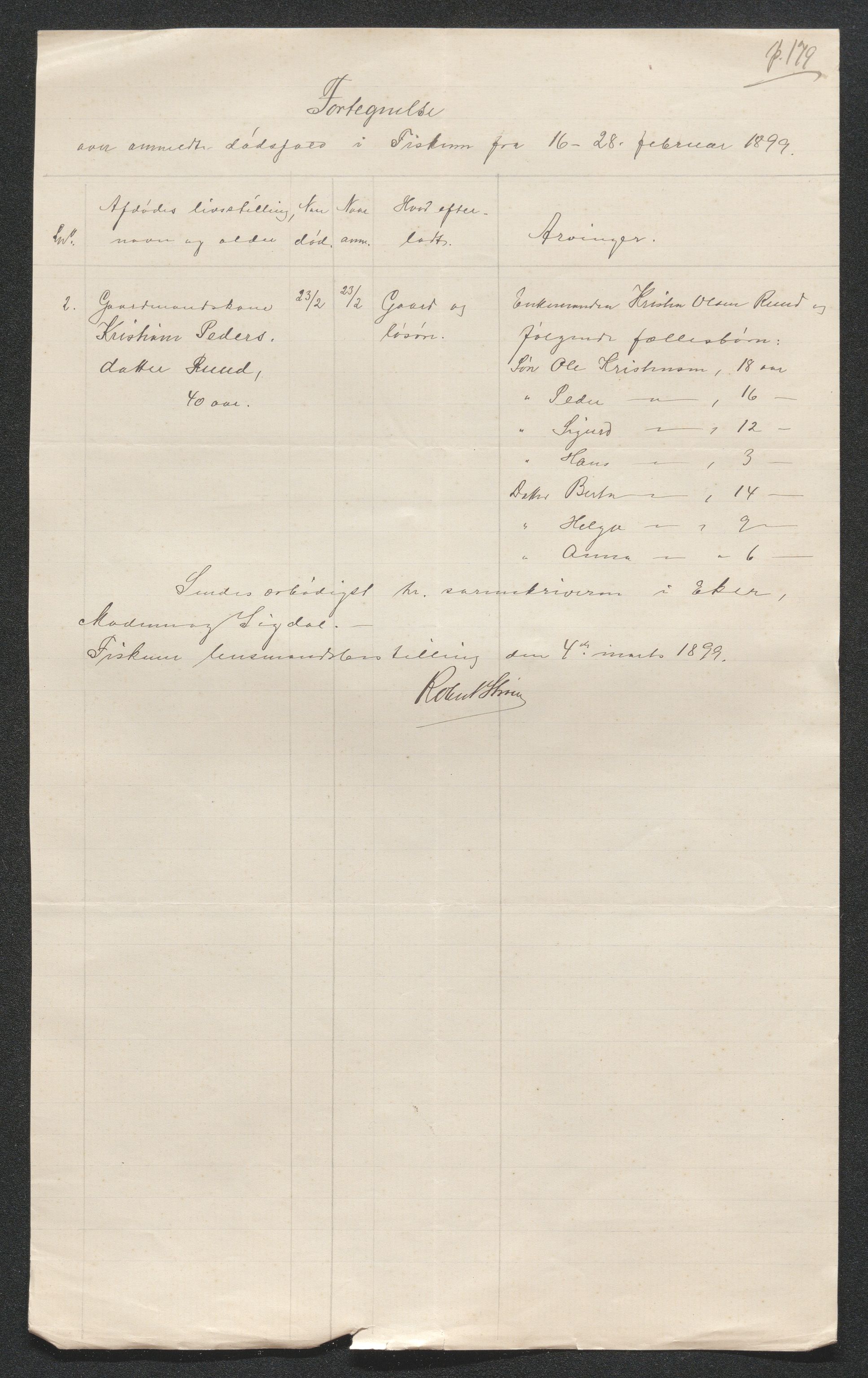 Eiker, Modum og Sigdal sorenskriveri, SAKO/A-123/H/Ha/Hab/L0026: Dødsfallsmeldinger, 1899, p. 126