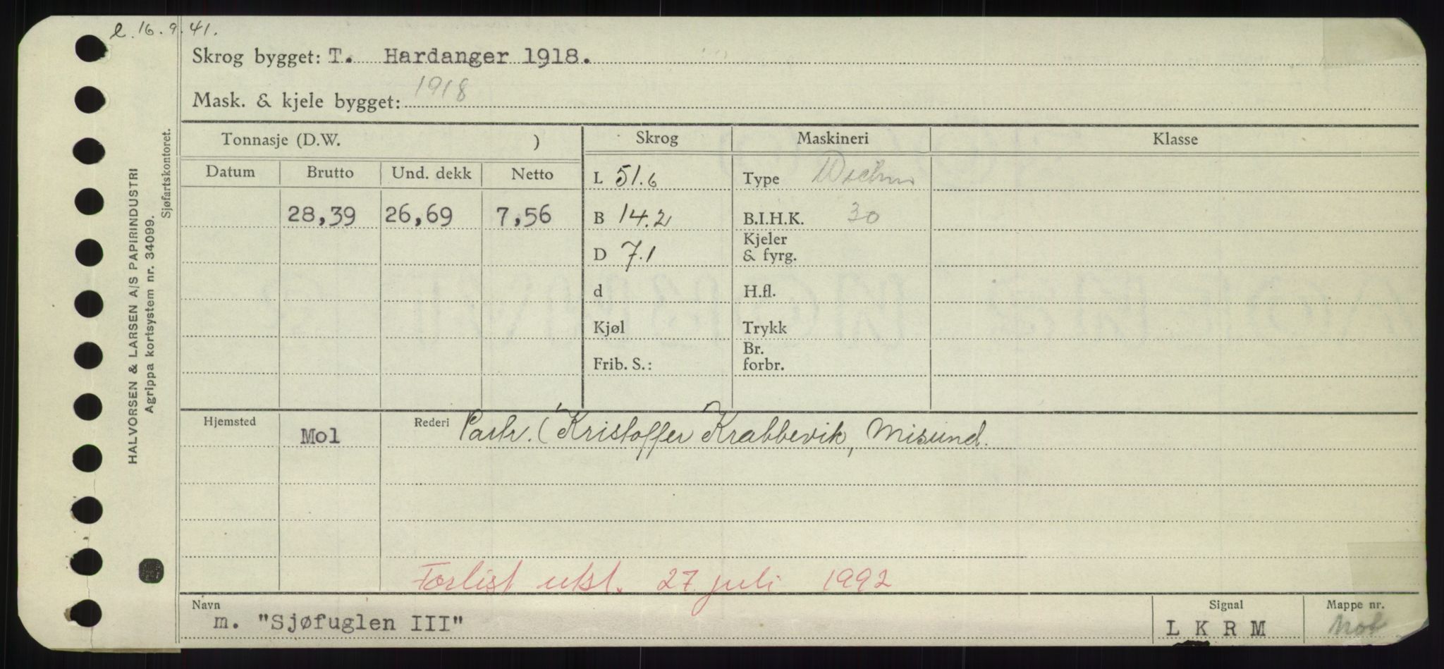 Sjøfartsdirektoratet med forløpere, Skipsmålingen, RA/S-1627/H/Hd/L0033: Fartøy, Sevi-Sjø, p. 379