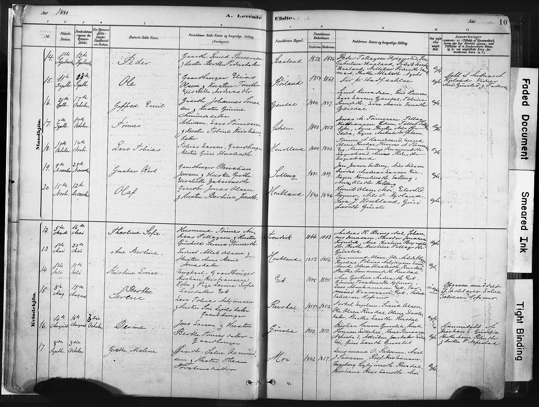 Lund sokneprestkontor, SAST/A-101809/S06/L0011: Parish register (official) no. A 10, 1877-1904, p. 10