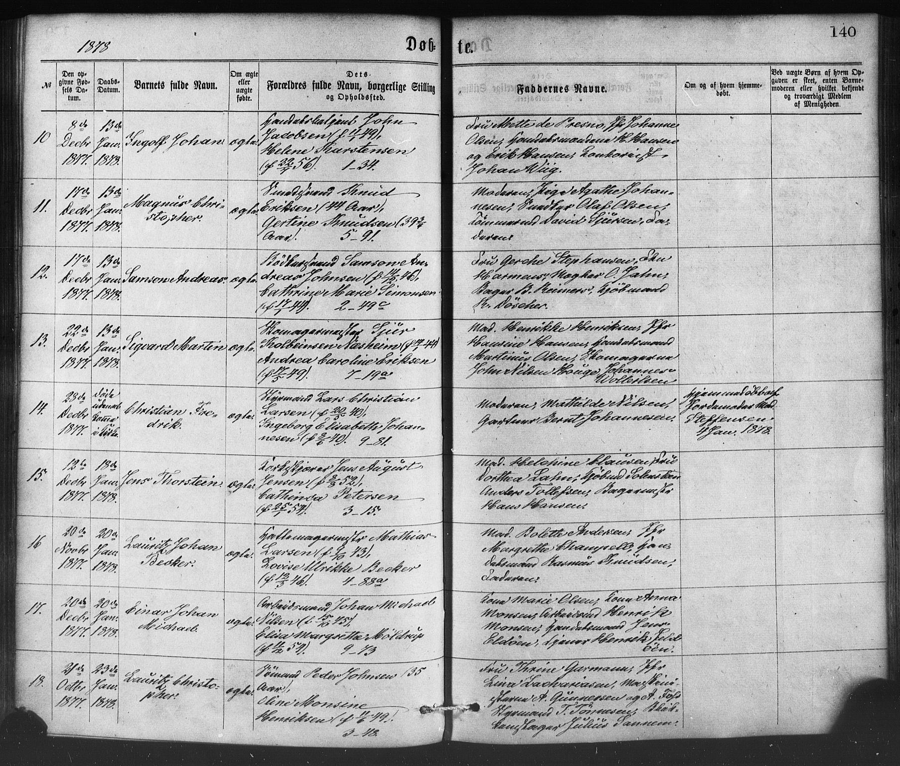 Nykirken Sokneprestembete, SAB/A-77101/H/Haa/L0016: Parish register (official) no. B 3, 1870-1884, p. 140