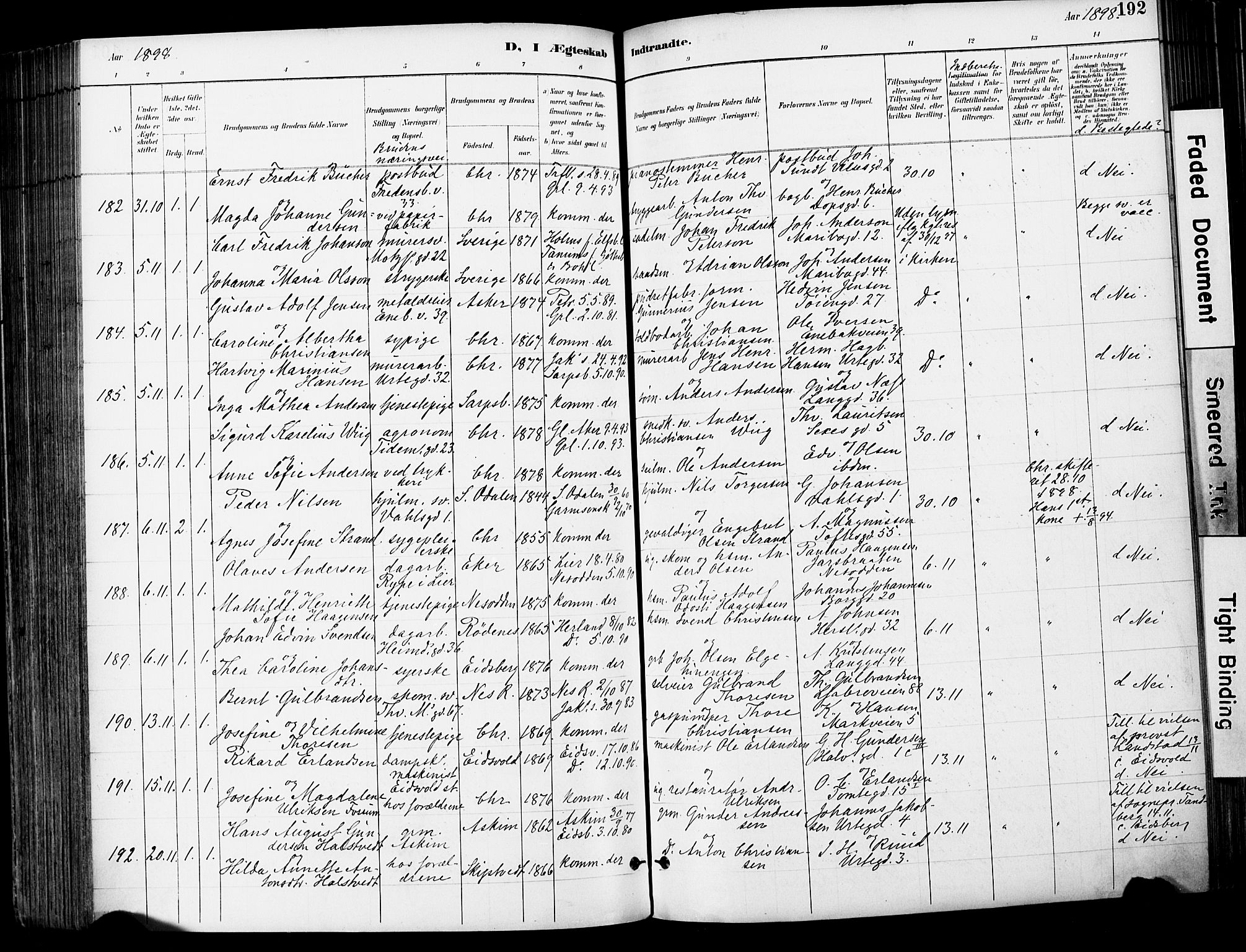 Grønland prestekontor Kirkebøker, AV/SAO-A-10848/F/Fa/L0013: Parish register (official) no. 13, 1887-1906, p. 192