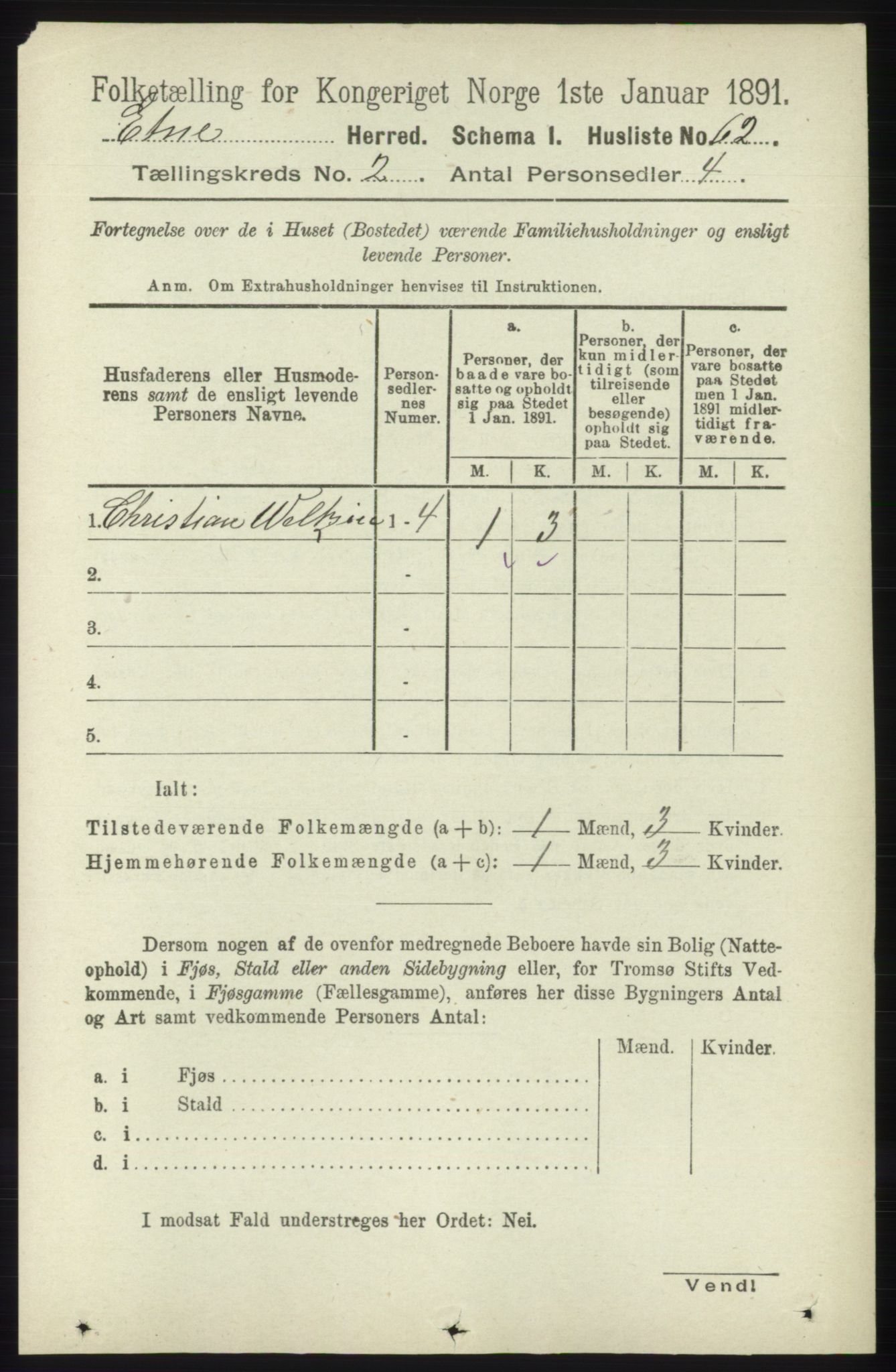 RA, 1891 census for 1211 Etne, 1891, p. 323