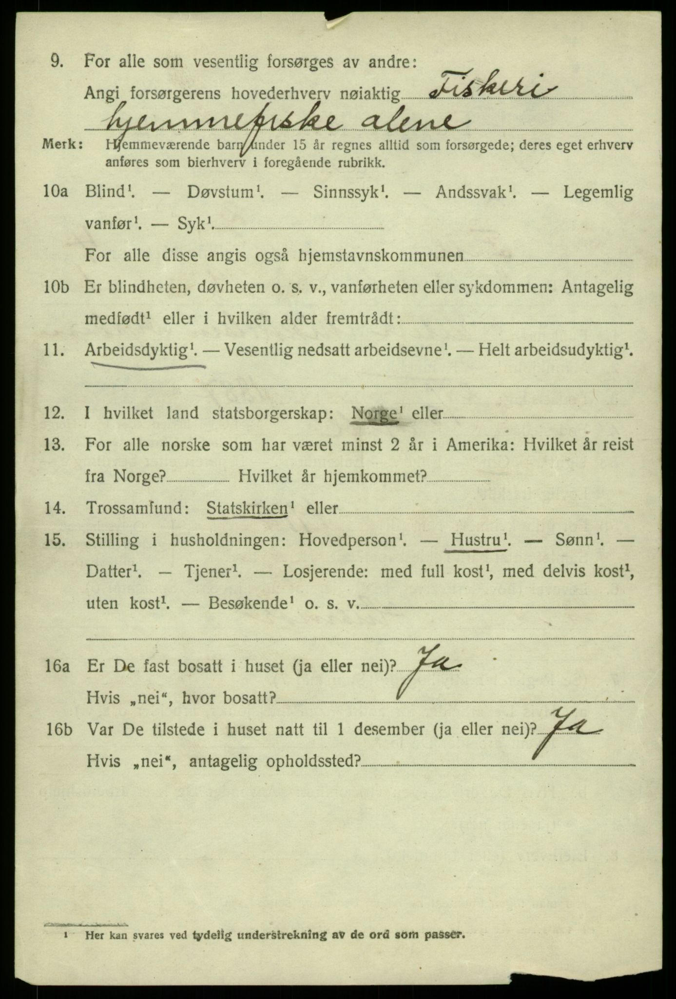 SAB, 1920 census for Fjell, 1920, p. 3685