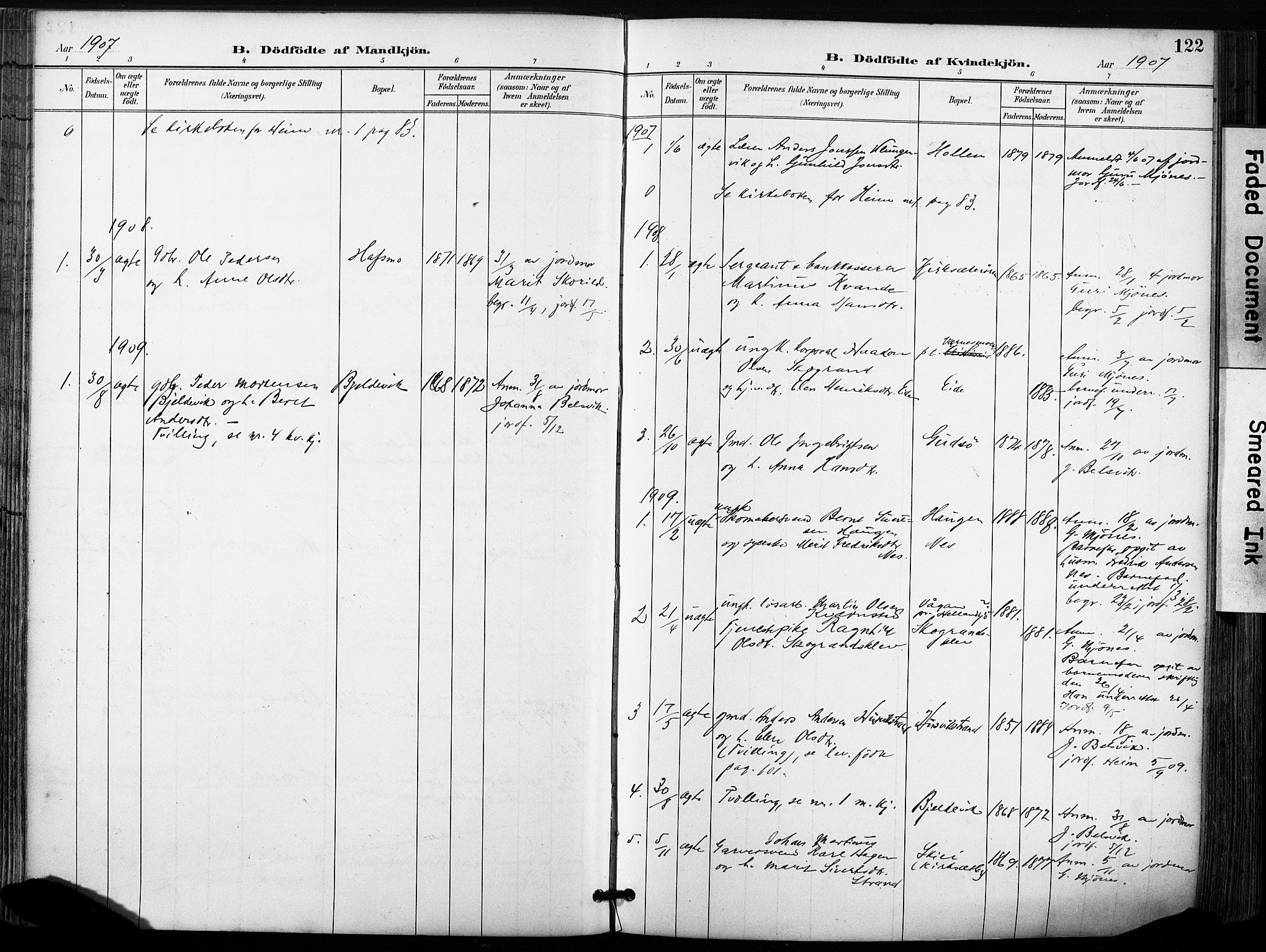 Ministerialprotokoller, klokkerbøker og fødselsregistre - Sør-Trøndelag, AV/SAT-A-1456/630/L0497: Parish register (official) no. 630A10, 1896-1910, p. 122