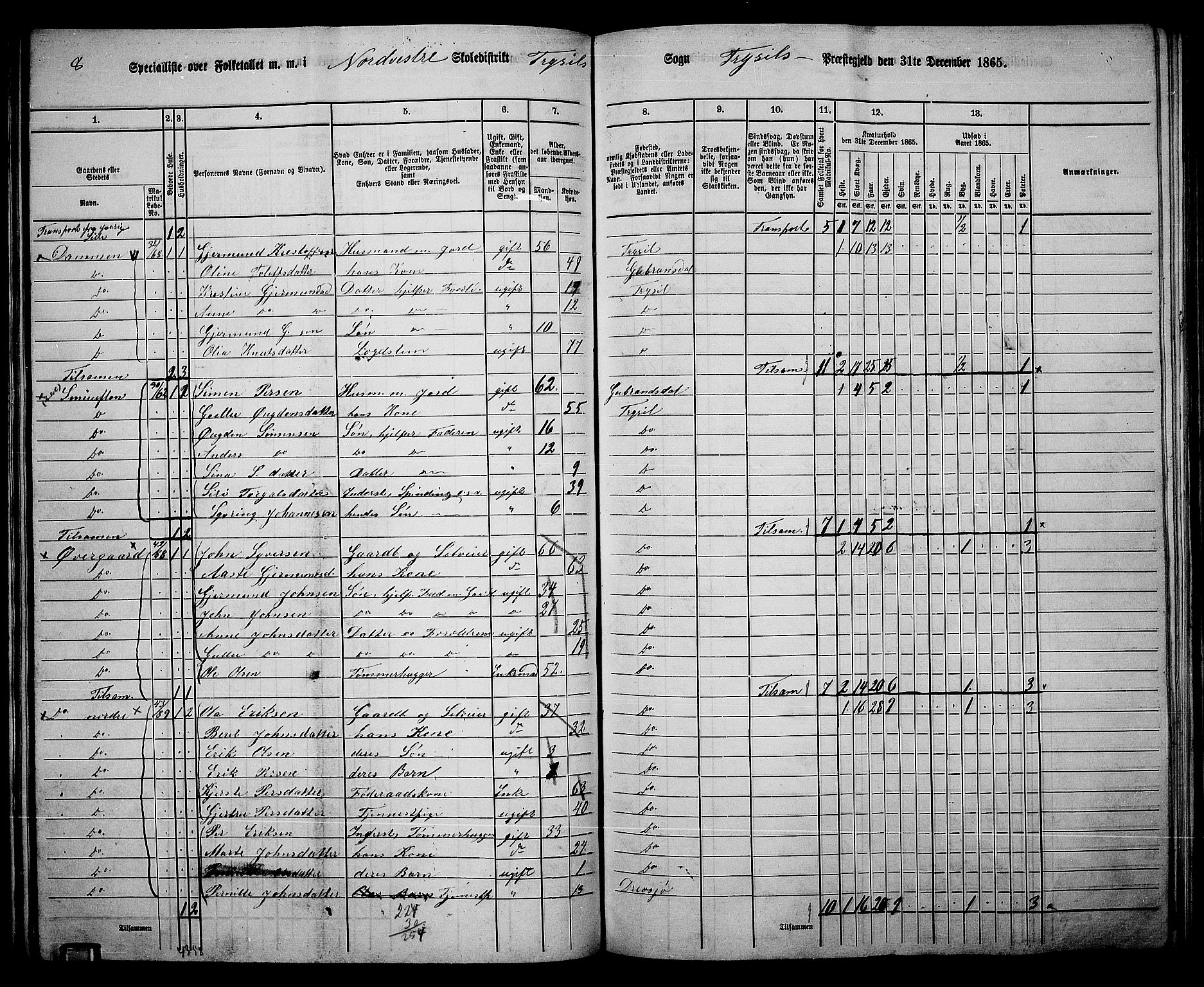 RA, 1865 census for Trysil, 1865, p. 67