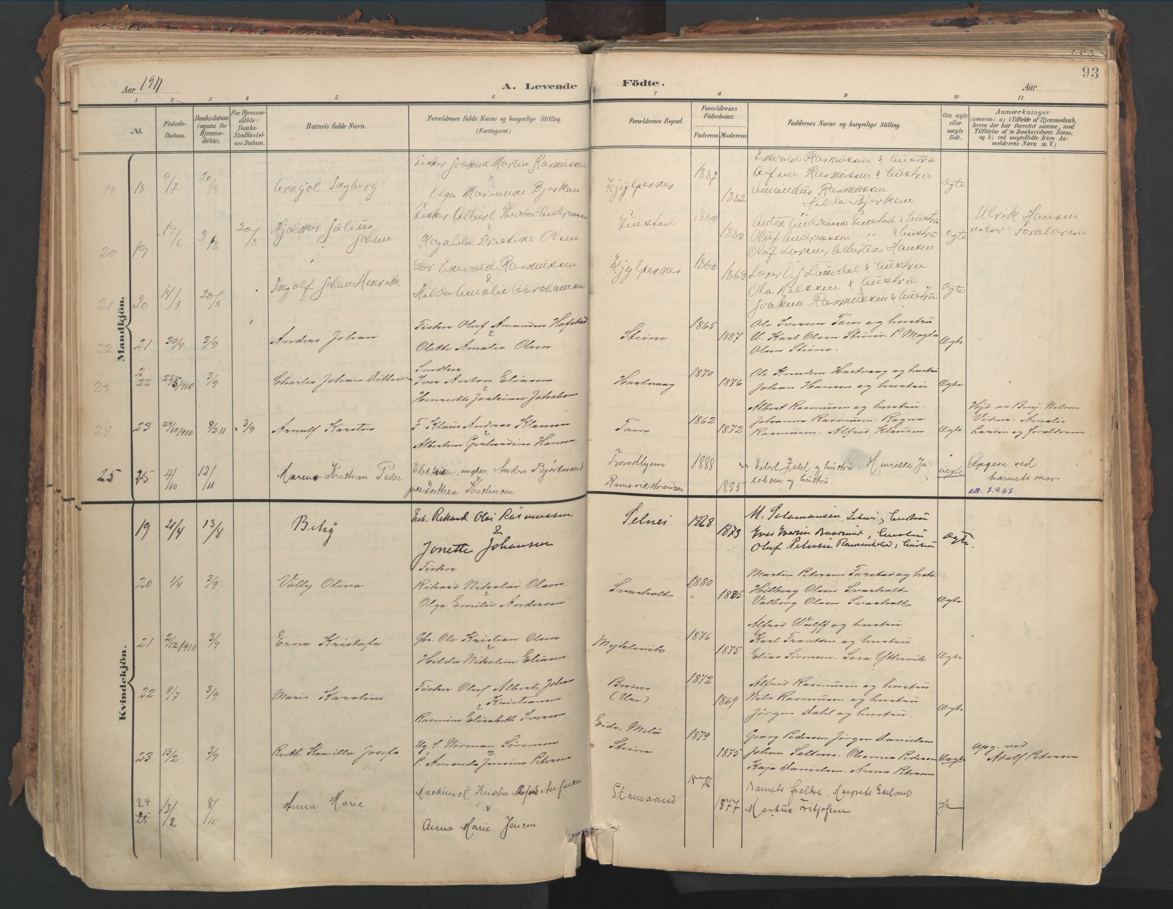 Ministerialprotokoller, klokkerbøker og fødselsregistre - Nordland, AV/SAT-A-1459/882/L1180: Parish register (official) no. 882A02, 1897-1913, p. 93