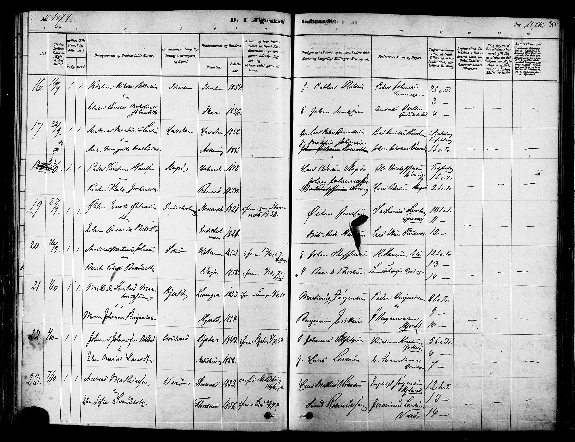 Ministerialprotokoller, klokkerbøker og fødselsregistre - Nordland, AV/SAT-A-1459/834/L0507: Parish register (official) no. 834A05, 1878-1892, p. 355