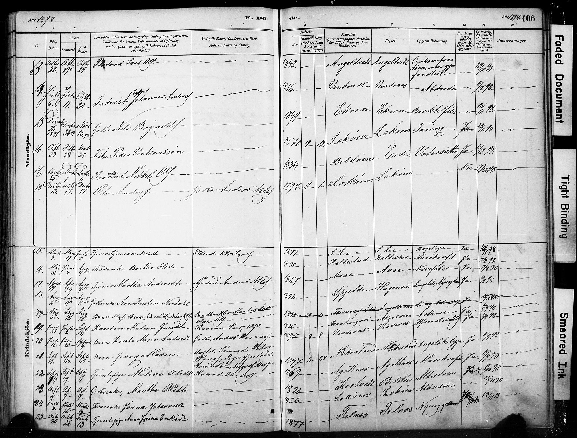 Fjell sokneprestembete, SAB/A-75301/H/Hab: Parish register (copy) no. A 4, 1880-1899, p. 406