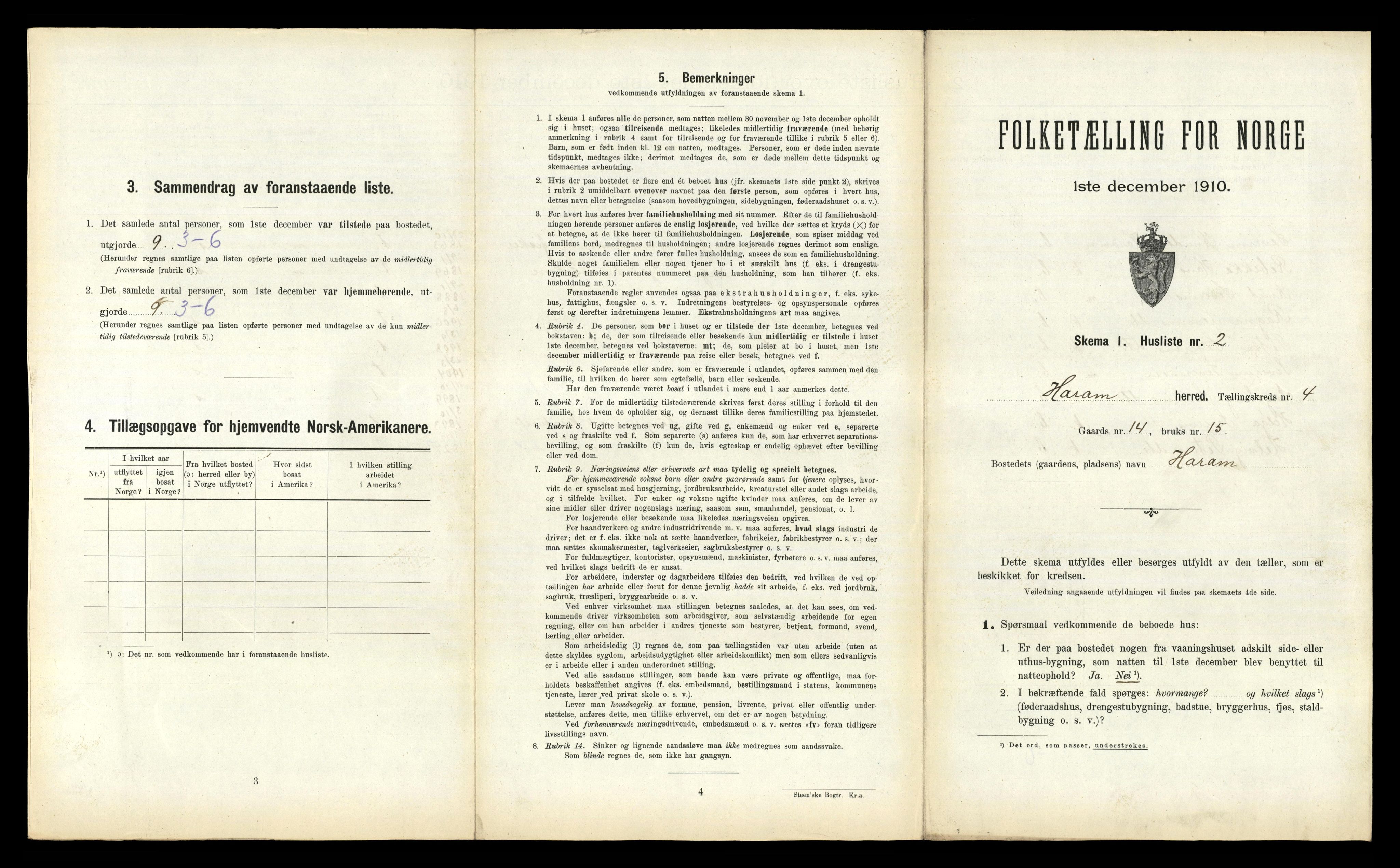 RA, 1910 census for Haram, 1910, p. 307