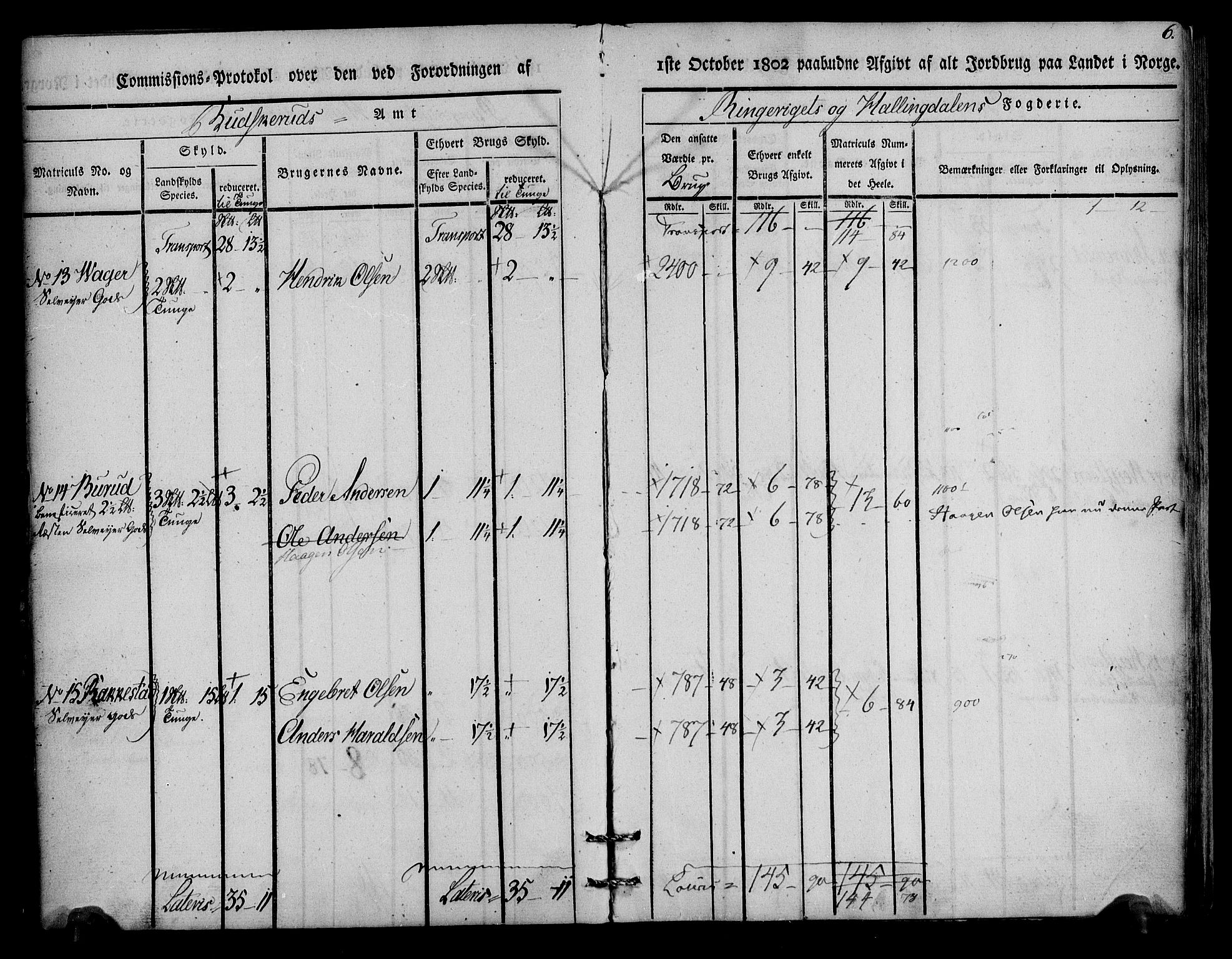 Rentekammeret inntil 1814, Realistisk ordnet avdeling, AV/RA-EA-4070/N/Ne/Nea/L0045: Ringerike og Hallingdal fogderi. Kommisjonsprotokoll for Norderhov prestegjeld, 1803, p. 7