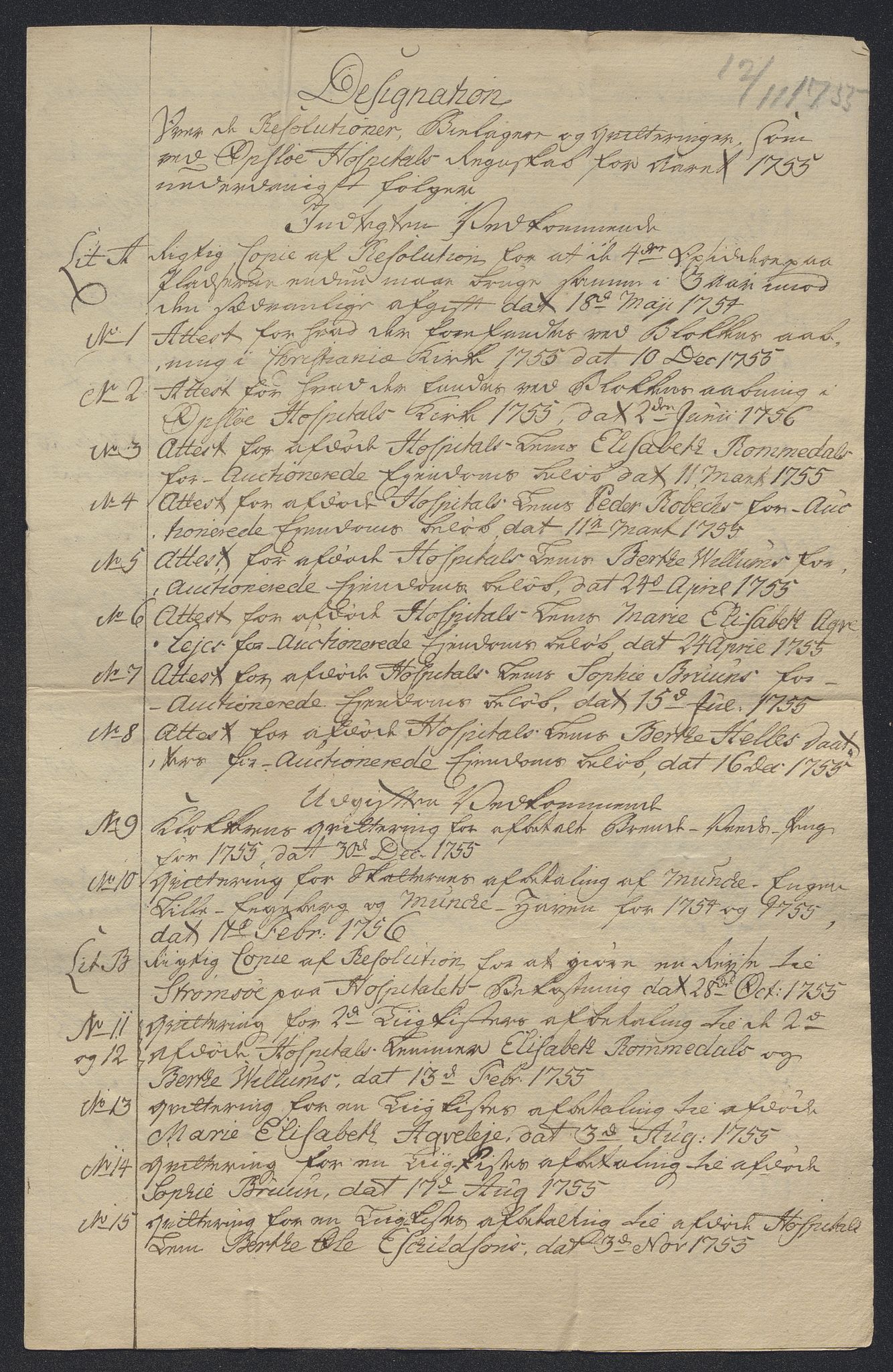 Oslo stiftsdireksjon, AV/SAO-A-11085/K/Kb/L0002/0003: Oslo Hospital / Designasjon over regnskapsbilag, 1748-1756, p. 8