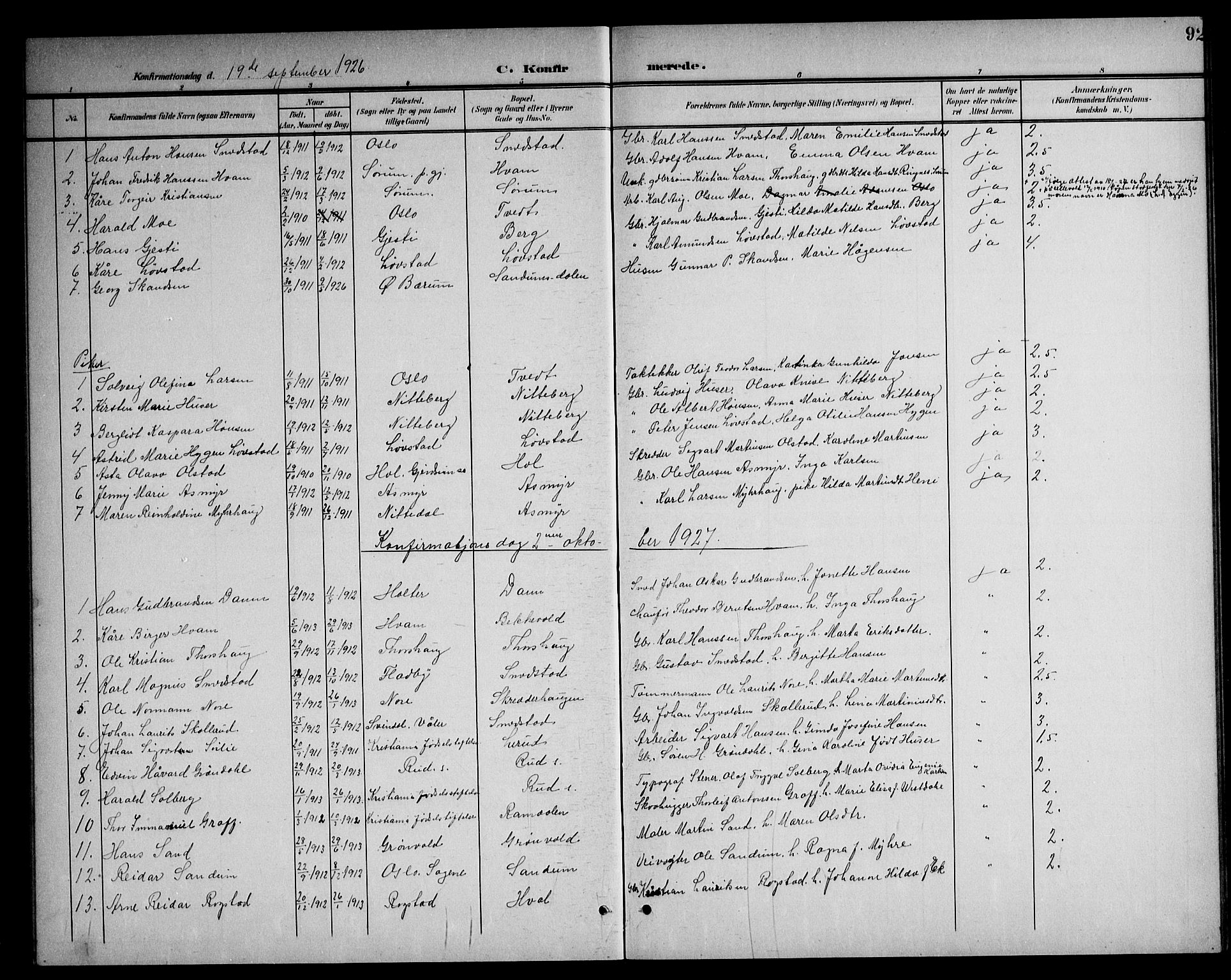 Gjerdrum prestekontor Kirkebøker, AV/SAO-A-10412b/G/Ga/L0006: Parish register (copy) no. I 6, 1901-1945, p. 92