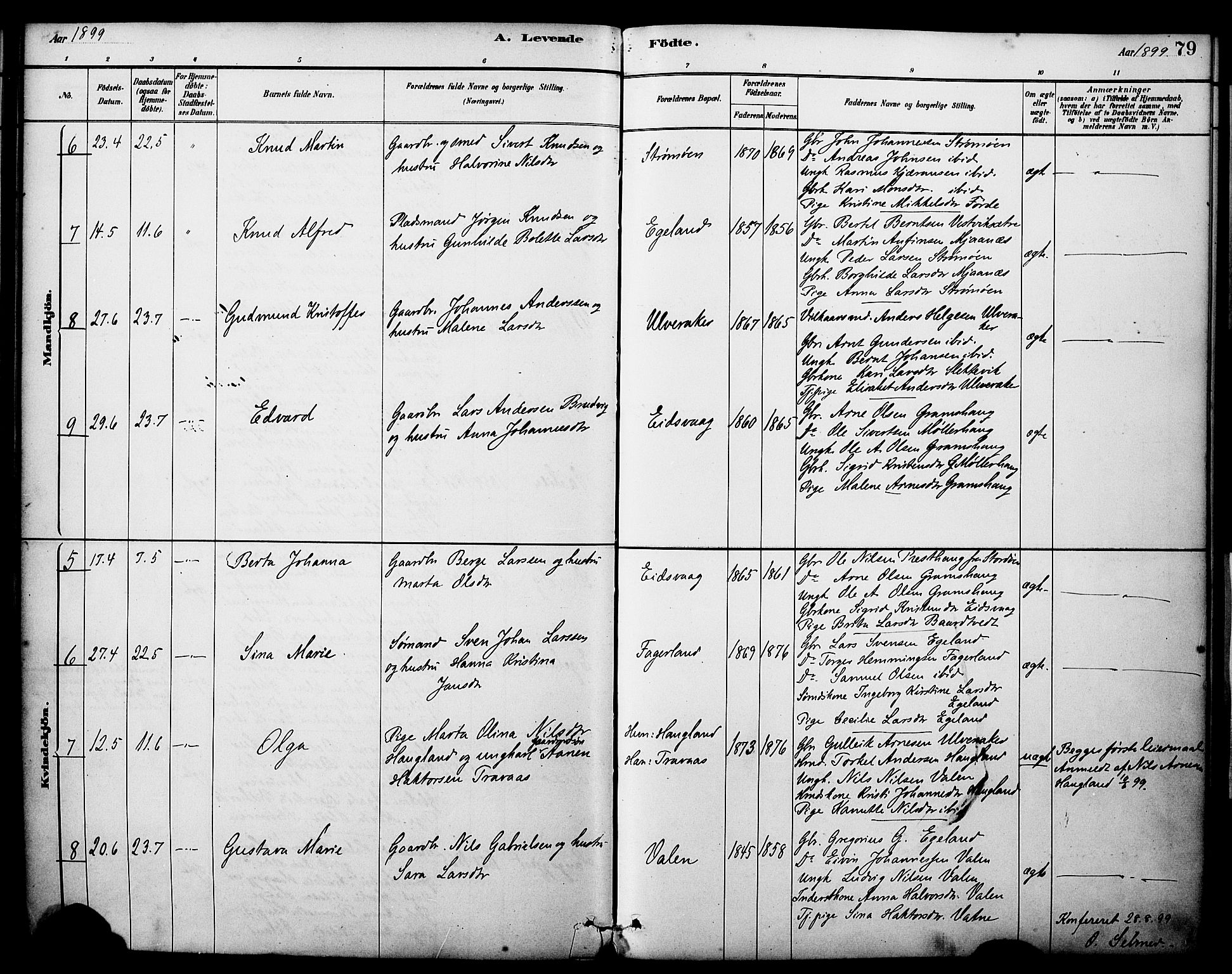 Sveio Sokneprestembete, SAB/A-78501/H/Haa: Parish register (official) no. C 2, 1881-1899, p. 79