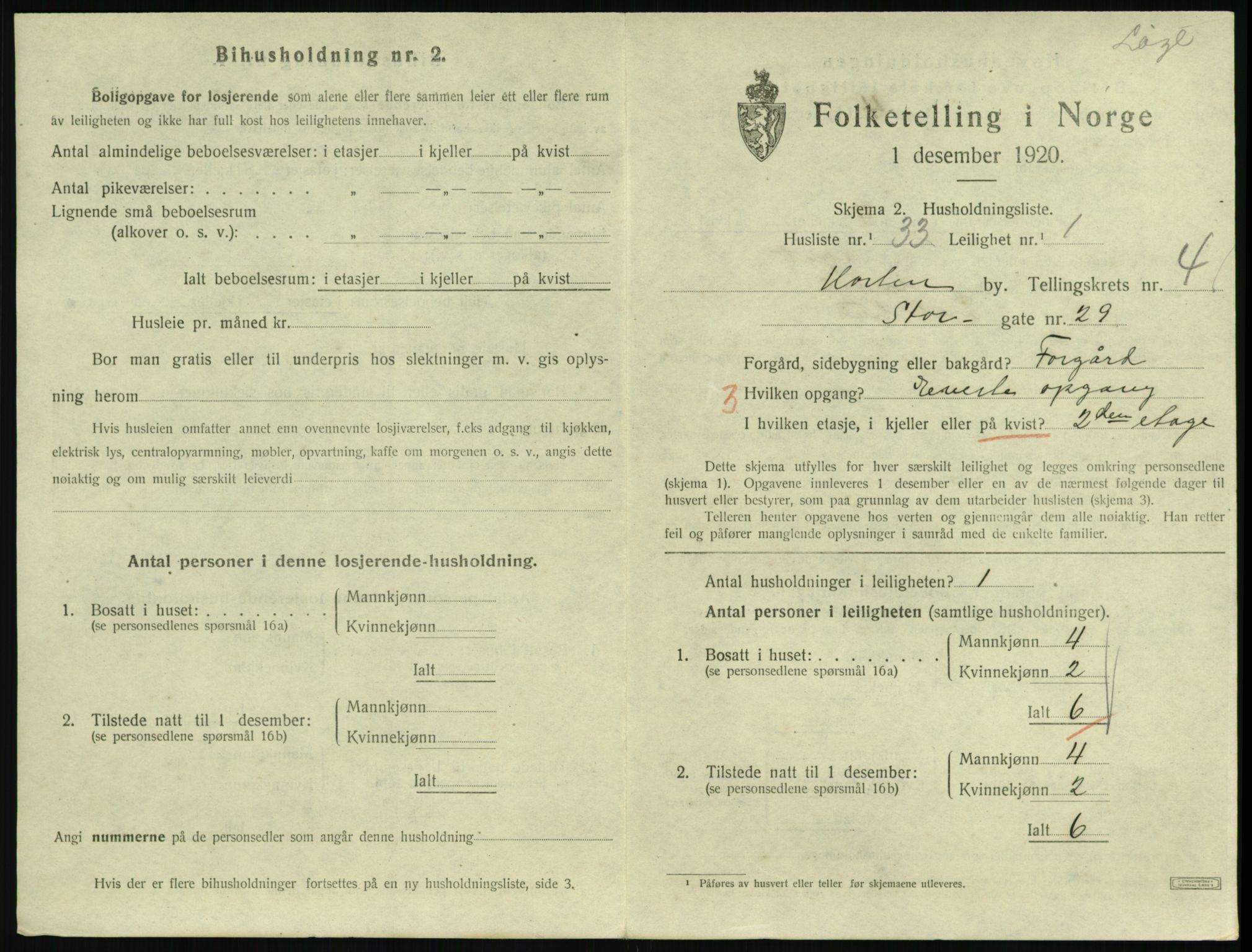 SAKO, 1920 census for Horten, 1920, p. 4955