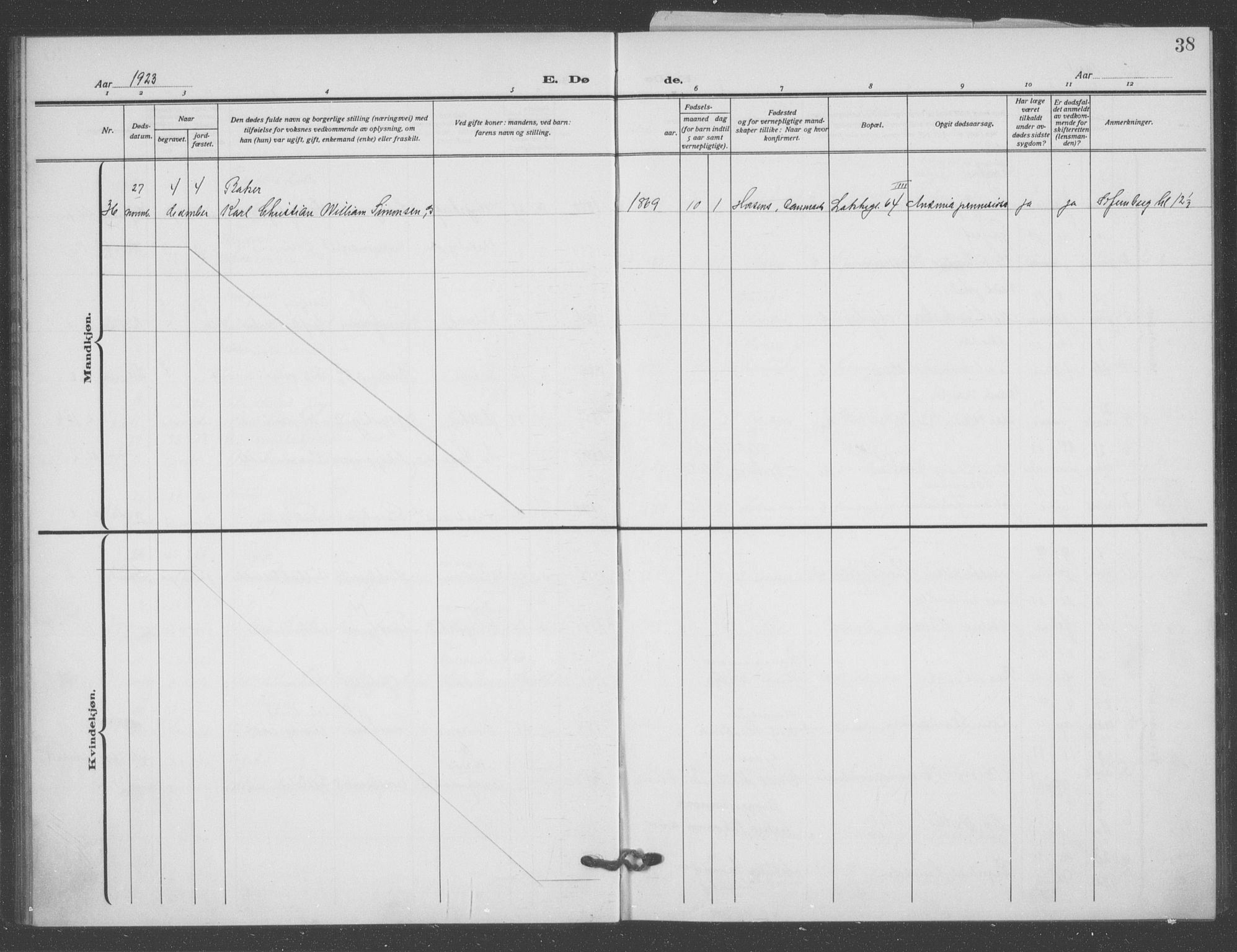 Matteus prestekontor Kirkebøker, AV/SAO-A-10870/F/Fa/L0004: Parish register (official) no. 4, 1917-1938, p. 38