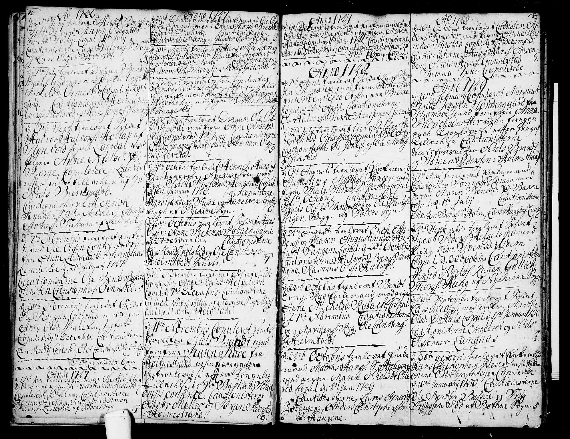 Våle kirkebøker, SAKO/A-334/F/Fa/L0003: Parish register (official) no. I 3, 1732-1773, p. 12-13