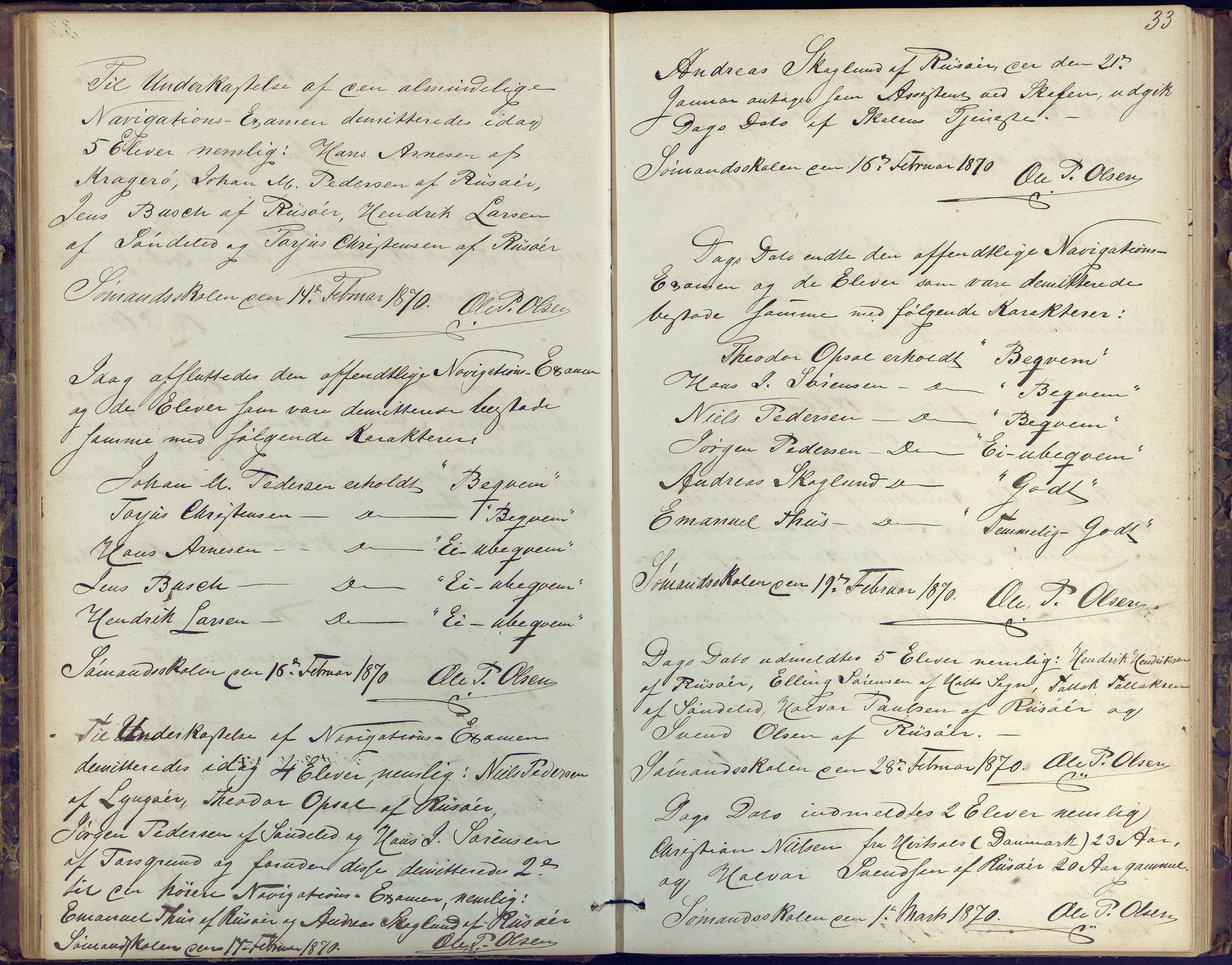 Risør kommune, AAKS/KA0901-PK/1/05/05k/L0001: Journal, 1864-1881, p. 33