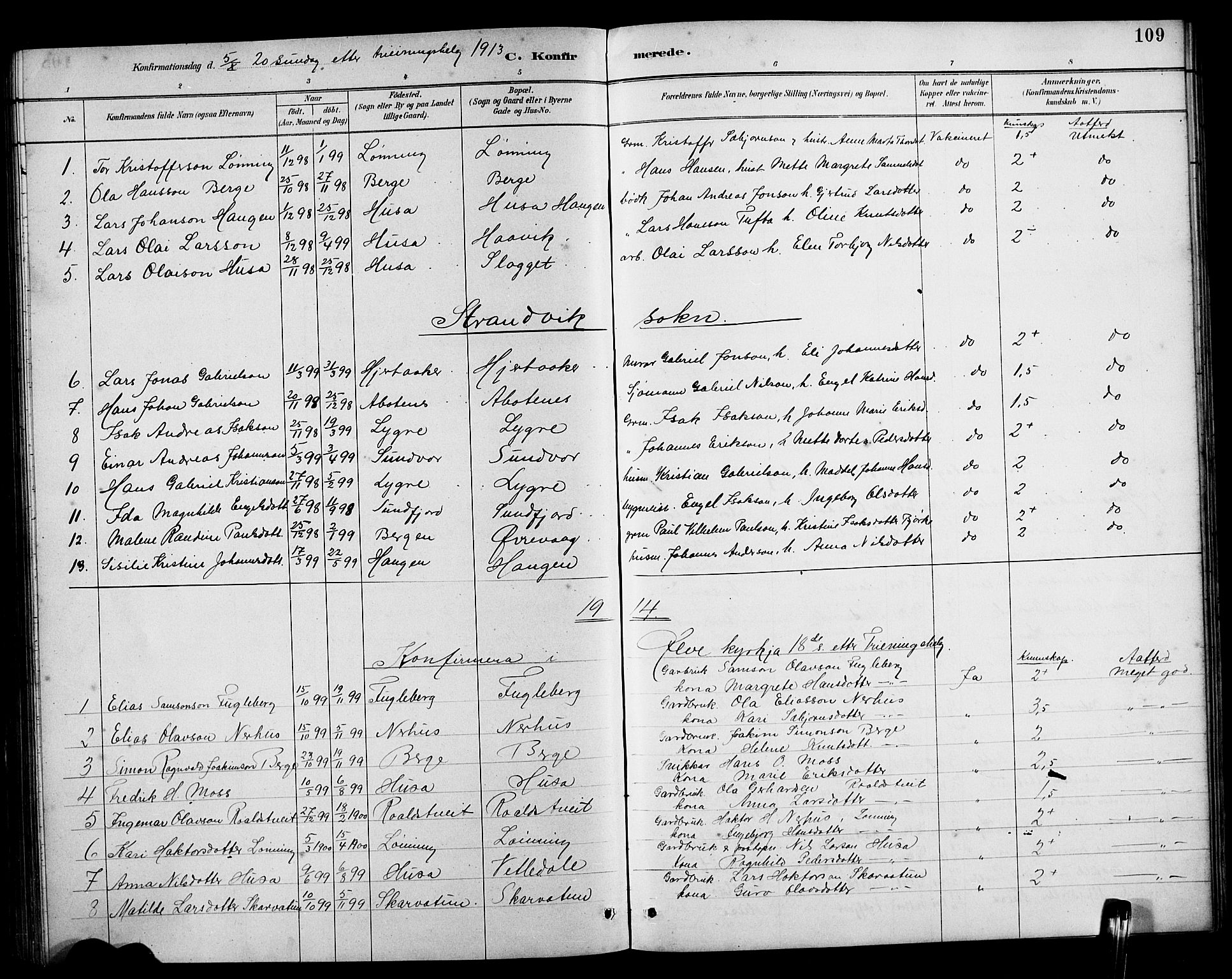 Kvinnherad sokneprestembete, SAB/A-76401/H/Hab: Parish register (copy) no. E 1, 1885-1921, p. 109
