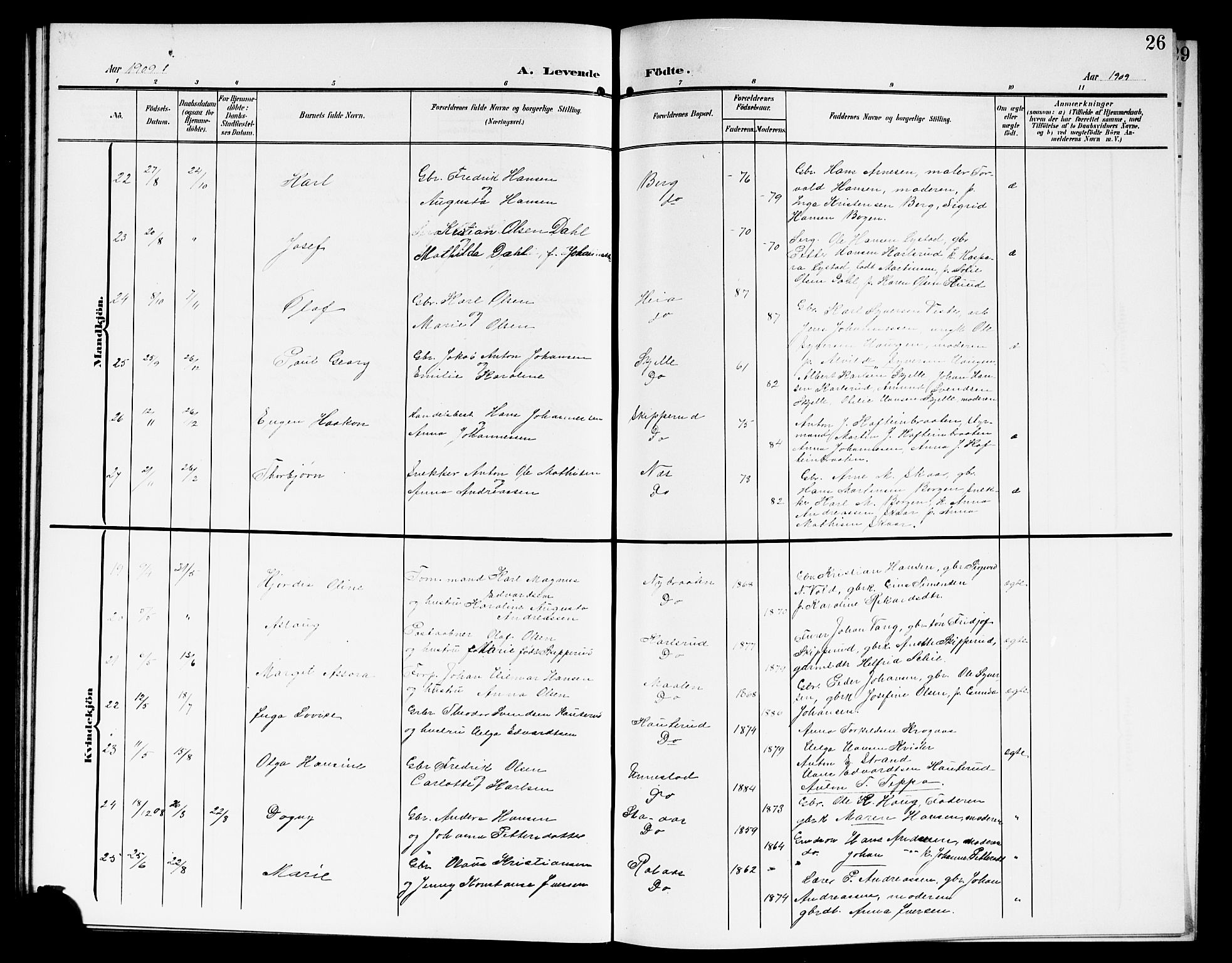Skiptvet prestekontor Kirkebøker, AV/SAO-A-20009/G/Ga/L0002: Parish register (copy) no. 2, 1905-1915, p. 26