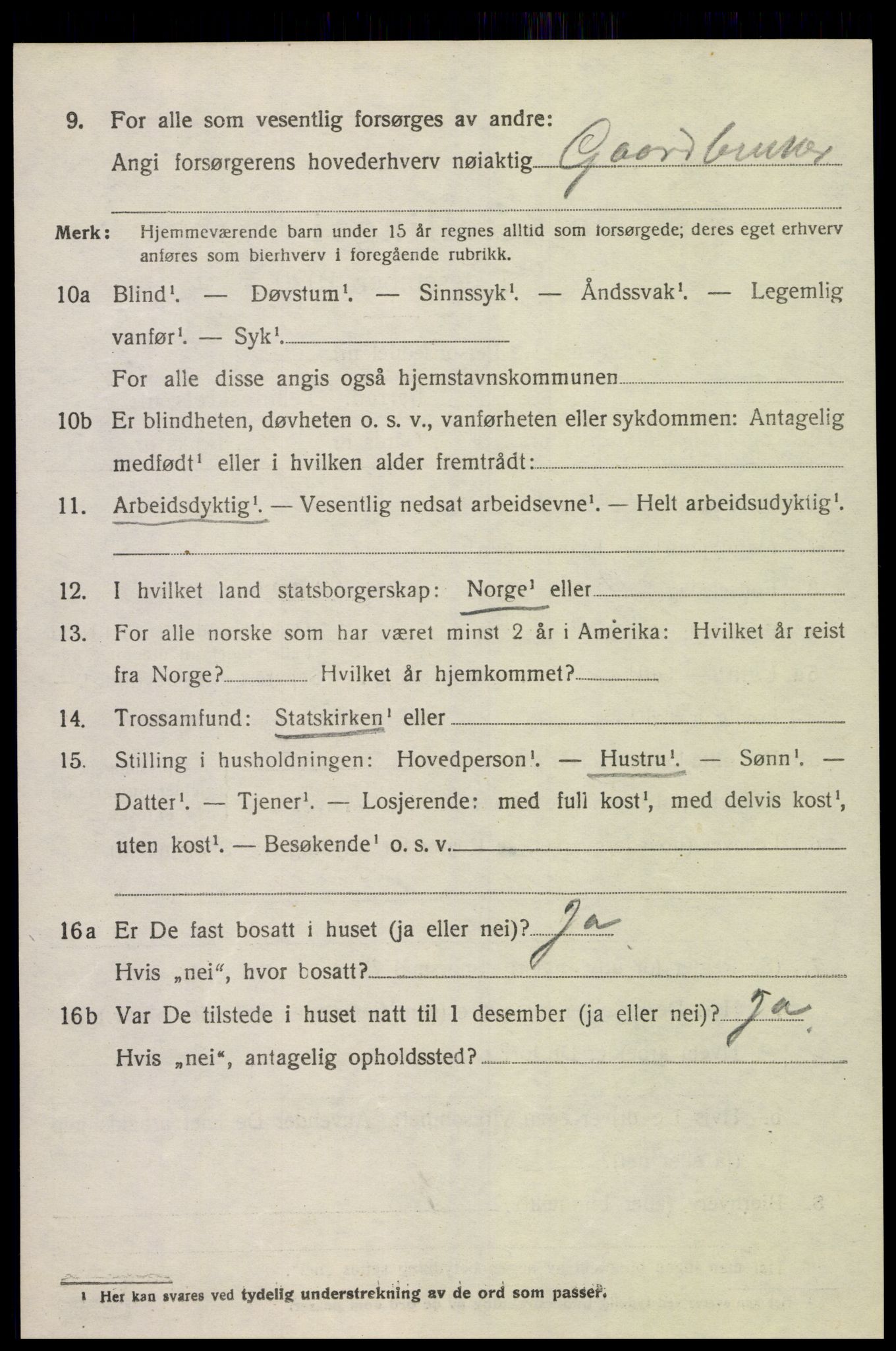 SAK, 1920 census for Vigmostad, 1920, p. 1216