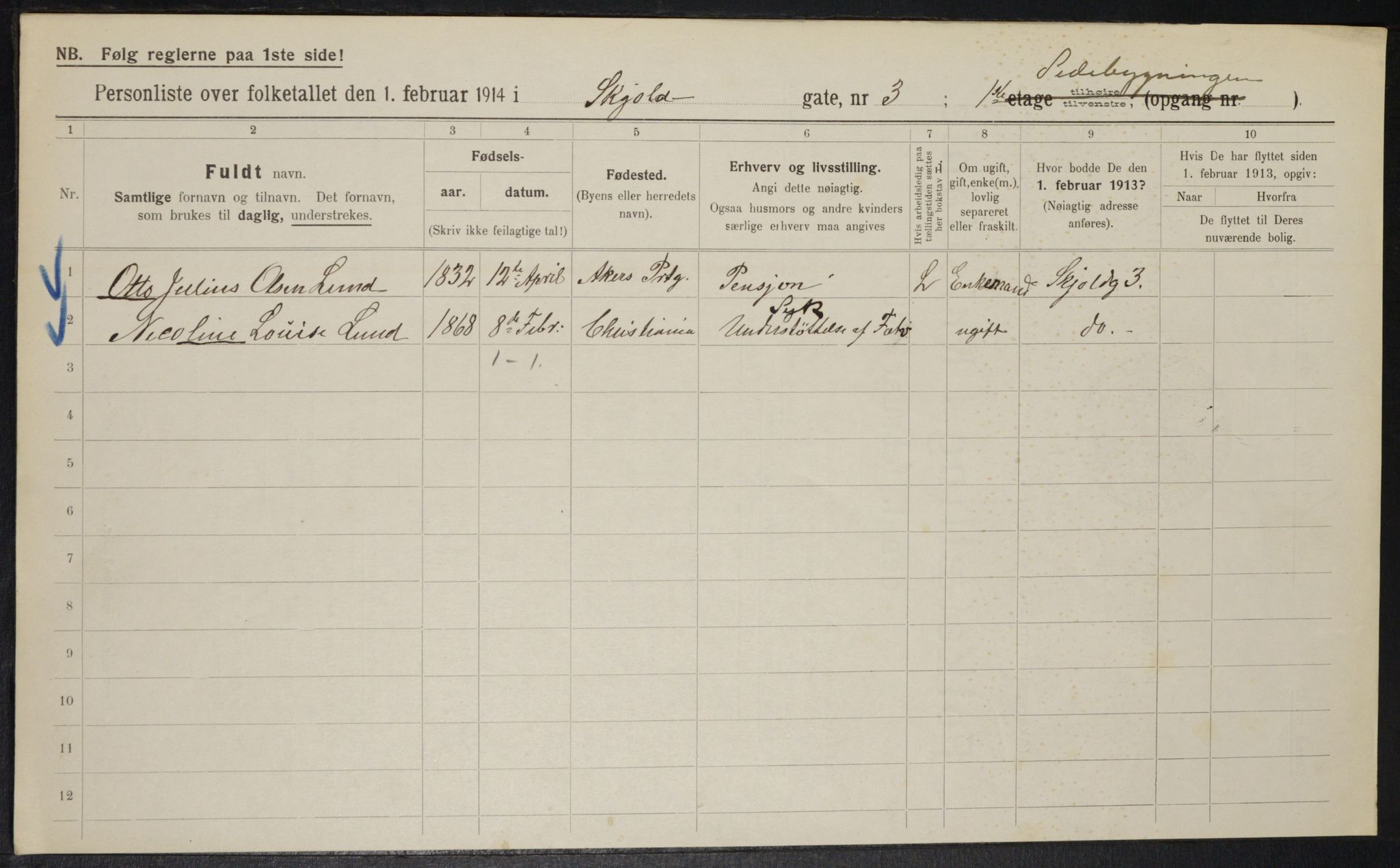 OBA, Municipal Census 1914 for Kristiania, 1914, p. 96045