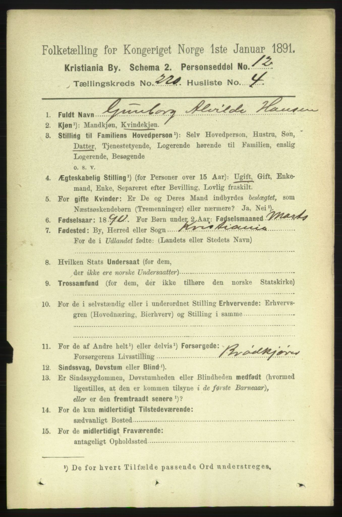 RA, 1891 census for 0301 Kristiania, 1891, p. 130726