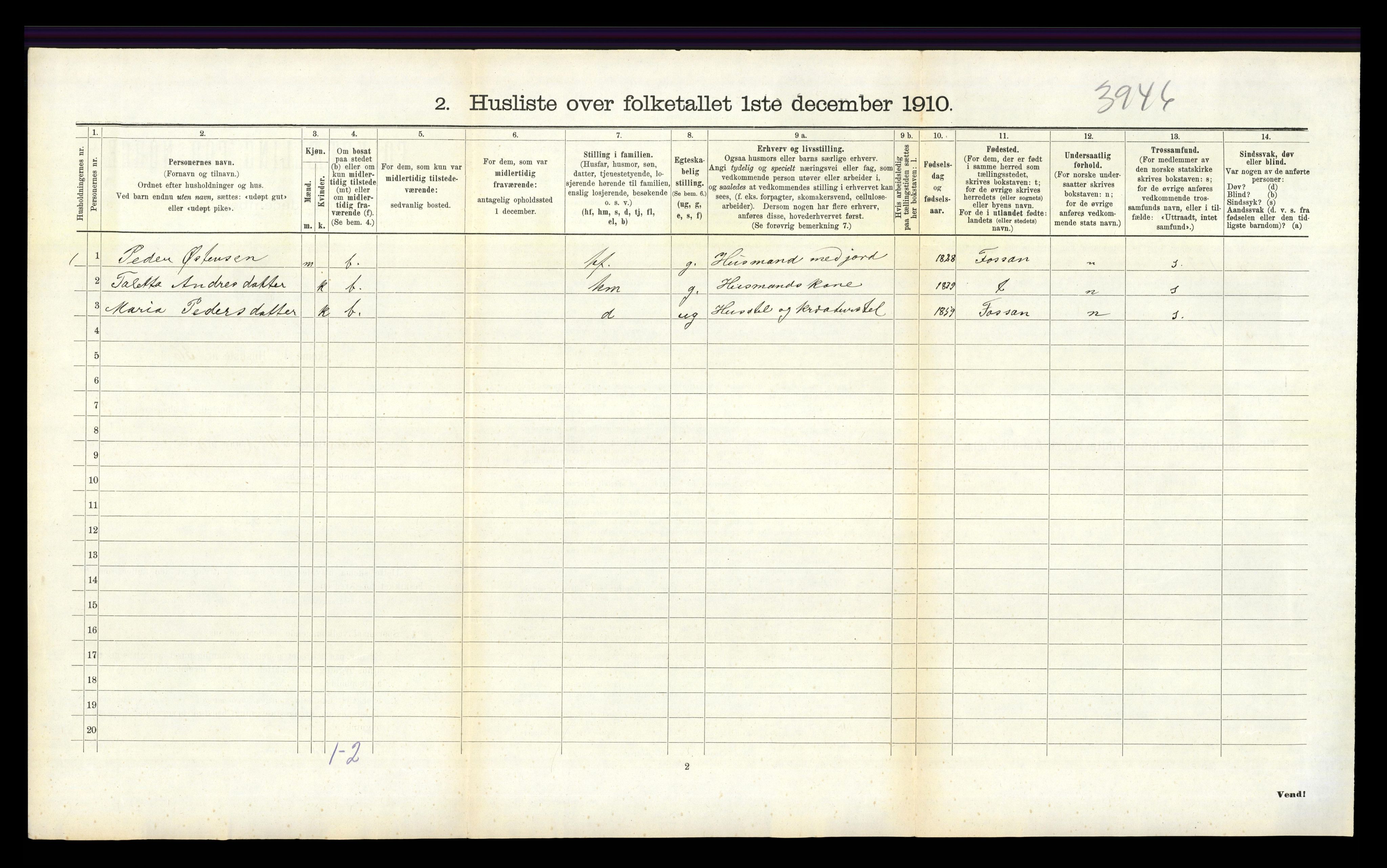 RA, 1910 census for Årdal, 1910, p. 276