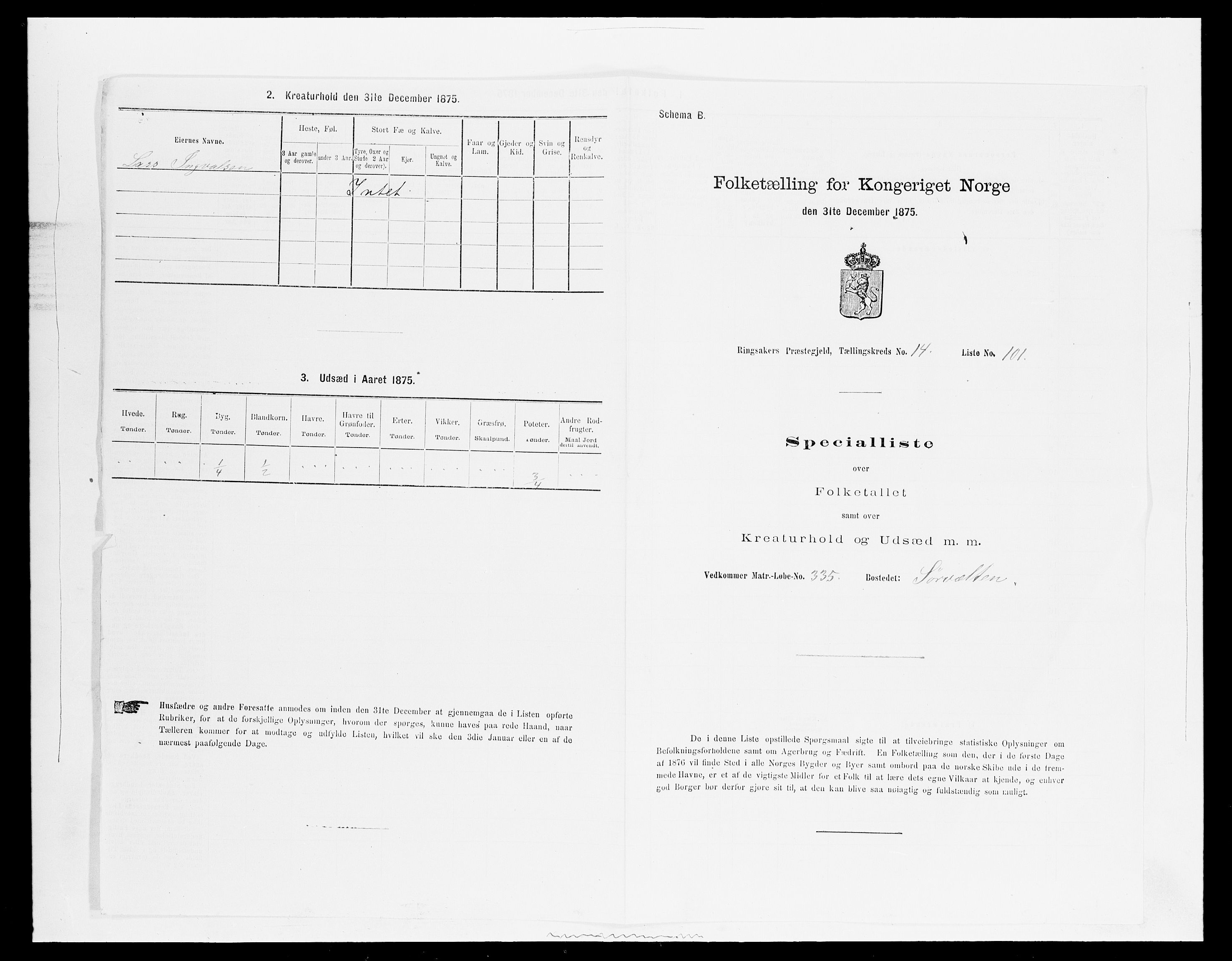 SAH, 1875 census for 0412P Ringsaker, 1875, p. 3024