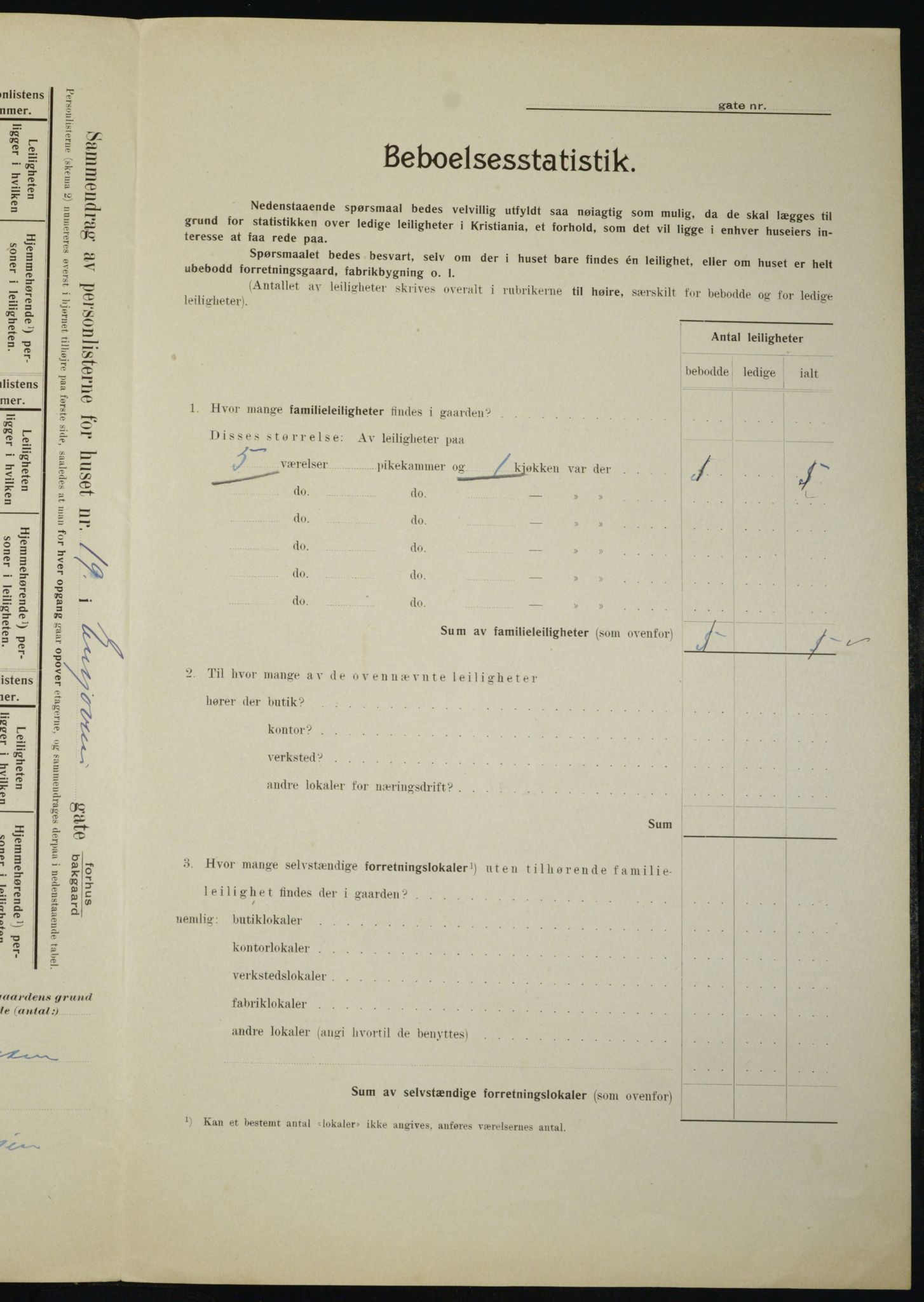 OBA, Municipal Census 1910 for Kristiania, 1910, p. 20108