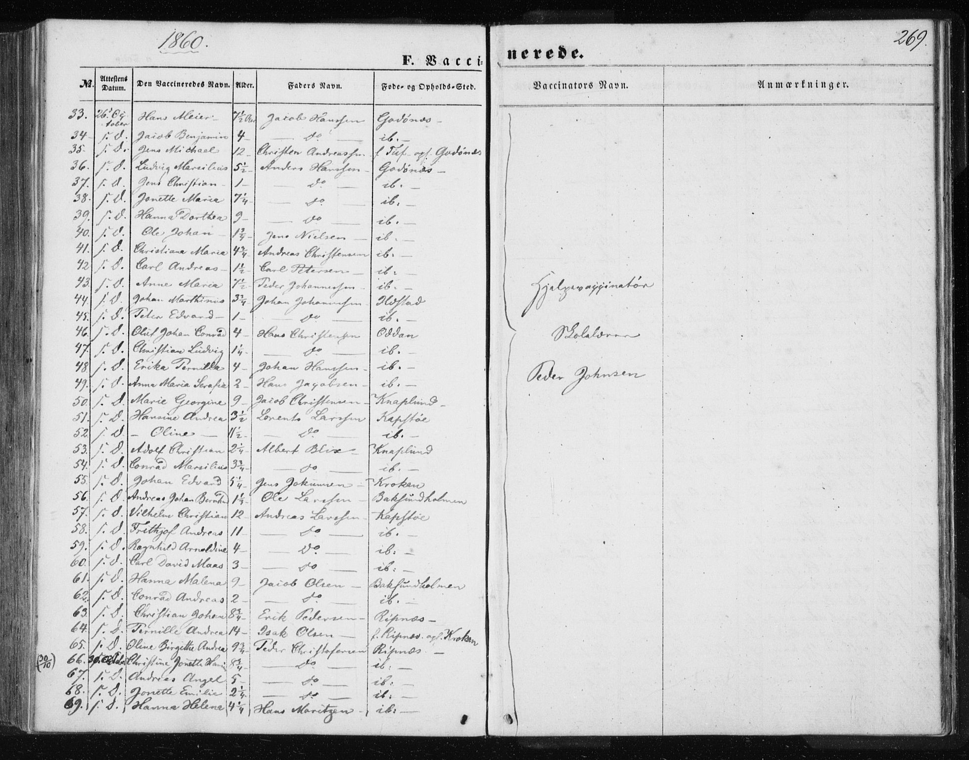 Ministerialprotokoller, klokkerbøker og fødselsregistre - Nordland, AV/SAT-A-1459/801/L0028: Parish register (copy) no. 801C03, 1855-1867, p. 269