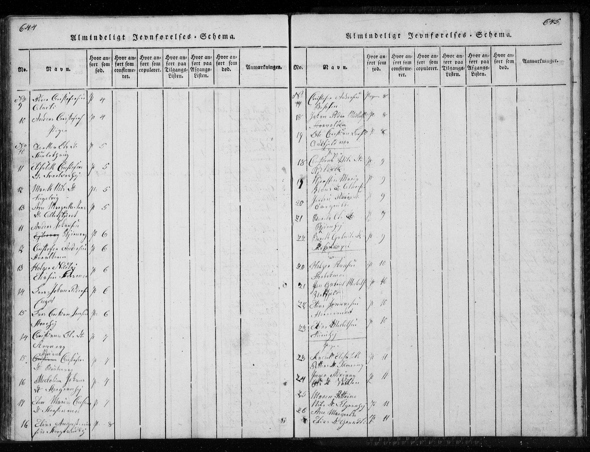 Ministerialprotokoller, klokkerbøker og fødselsregistre - Nordland, SAT/A-1459/827/L0412: Parish register (copy) no. 827C01, 1820-1841, p. 644-645