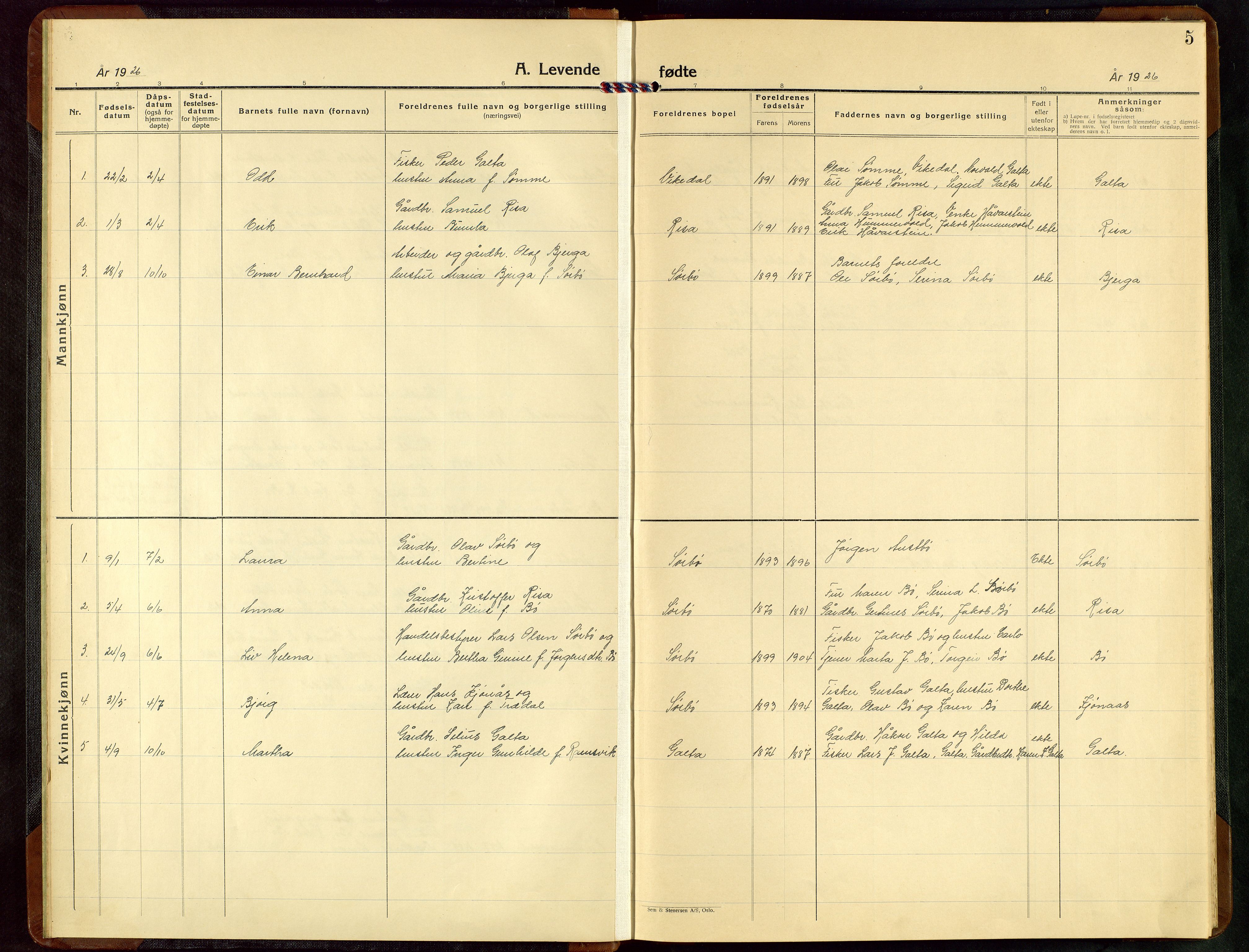 Rennesøy sokneprestkontor, AV/SAST-A -101827/H/Ha/Hab/L0015: Parish register (copy) no. B 14, 1924-1957, p. 5