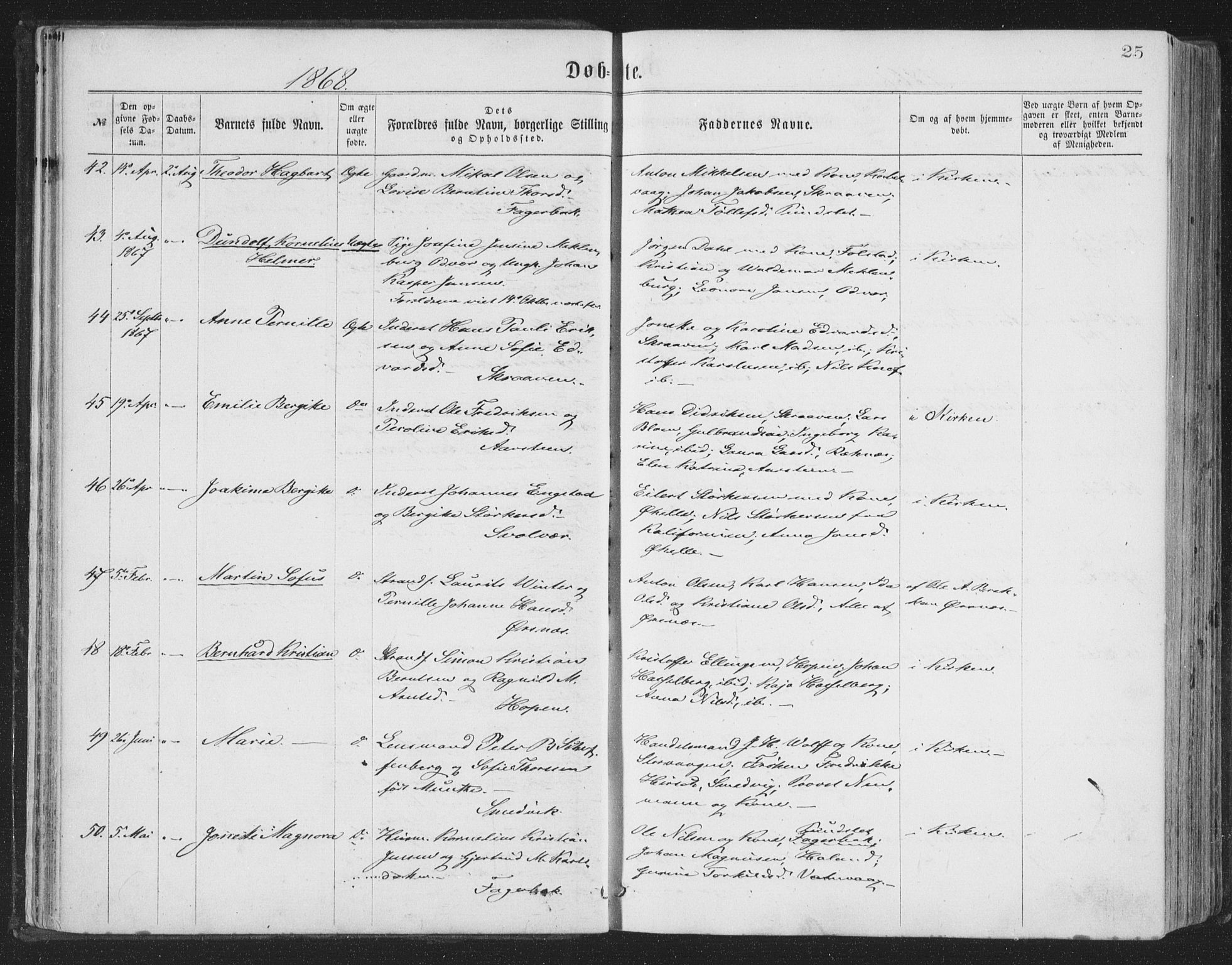 Ministerialprotokoller, klokkerbøker og fødselsregistre - Nordland, AV/SAT-A-1459/874/L1057: Parish register (official) no. 874A01, 1866-1877, p. 25