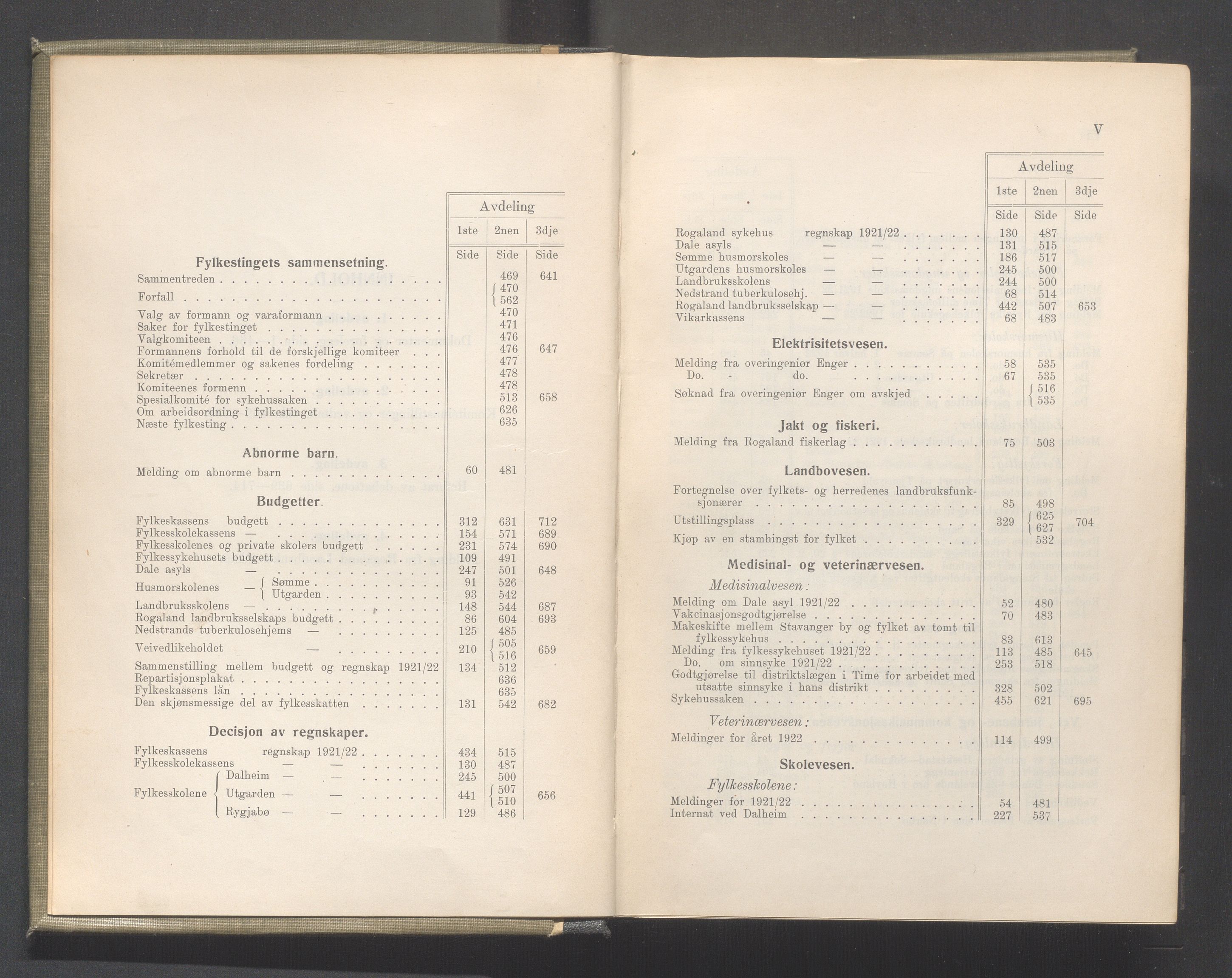 Rogaland fylkeskommune - Fylkesrådmannen , IKAR/A-900/A/Aa/Aaa/L0042: Møtebok , 1923, p. IV-V