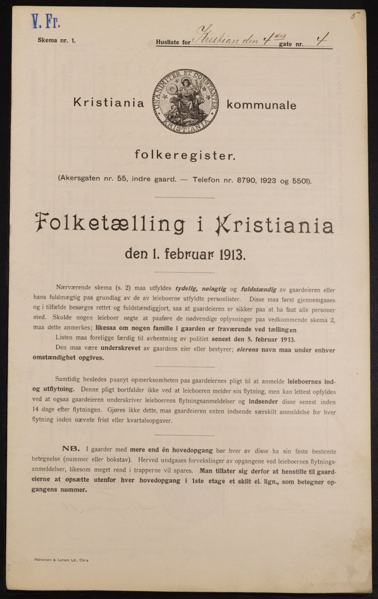 OBA, Municipal Census 1913 for Kristiania, 1913, p. 53844