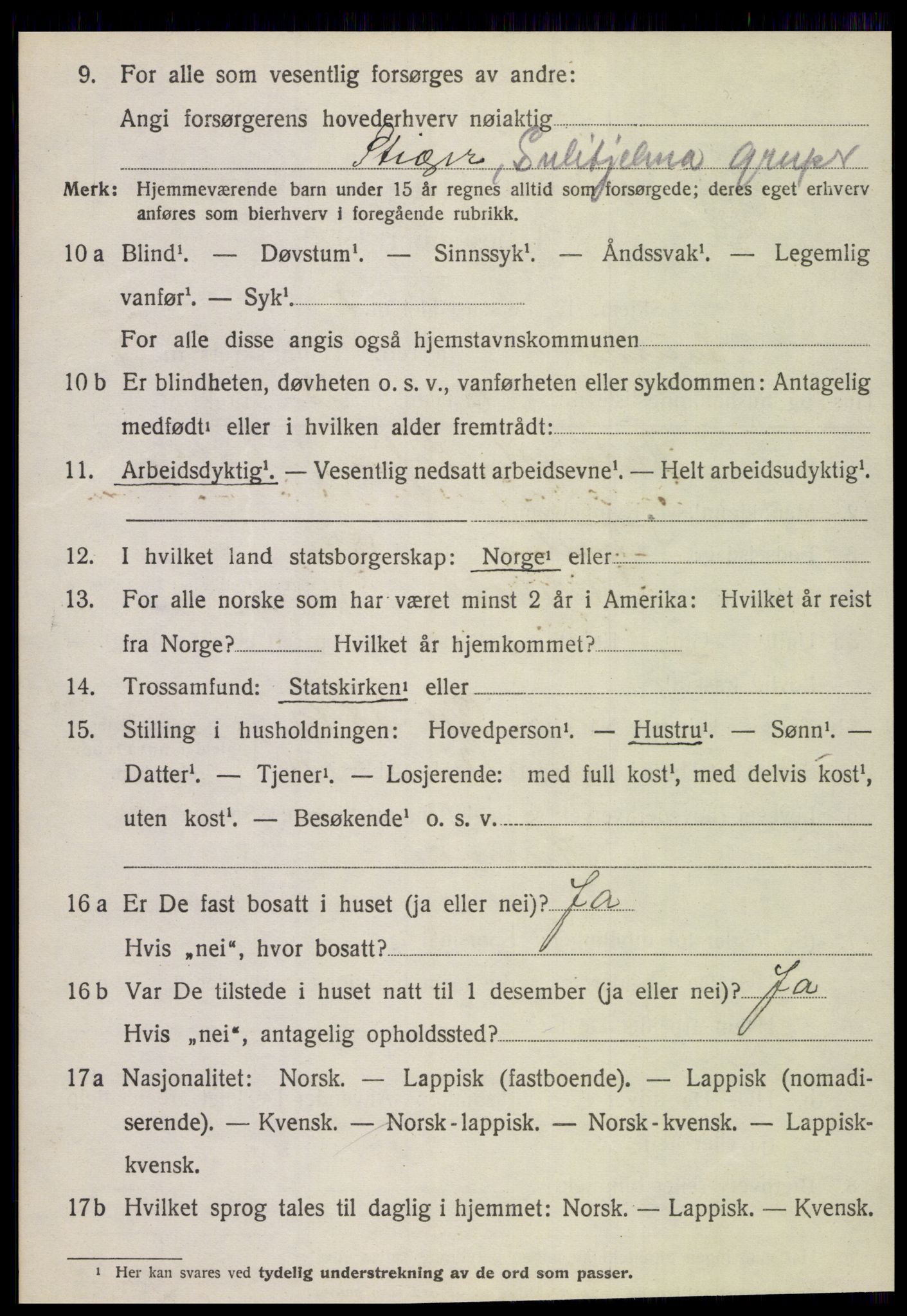 SAT, 1920 census for Fauske, 1920, p. 5345