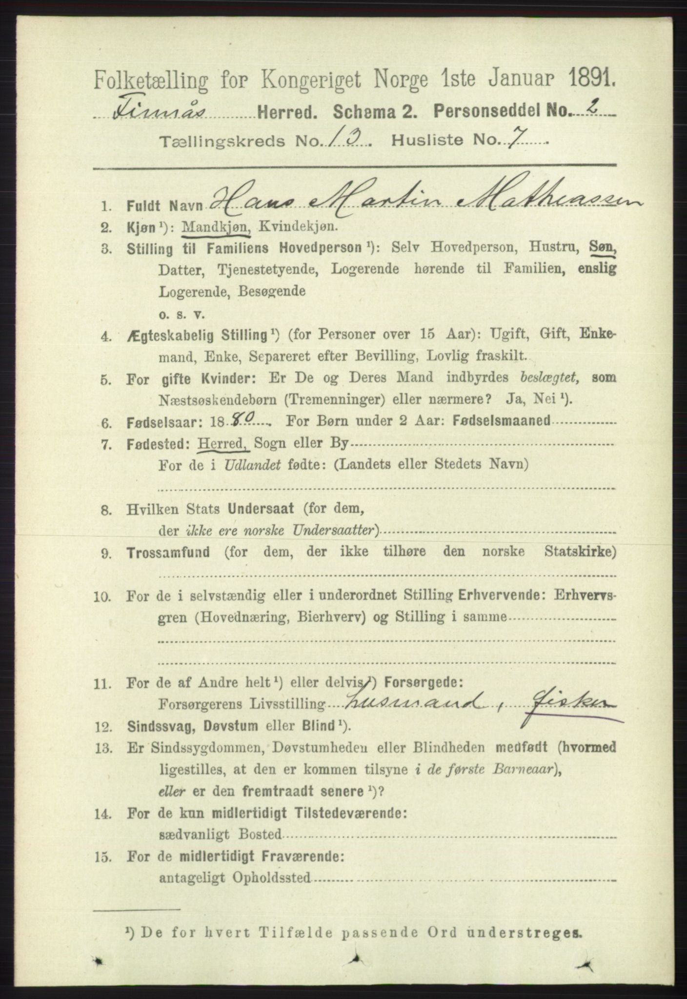 RA, 1891 census for 1218 Finnås, 1891, p. 5638