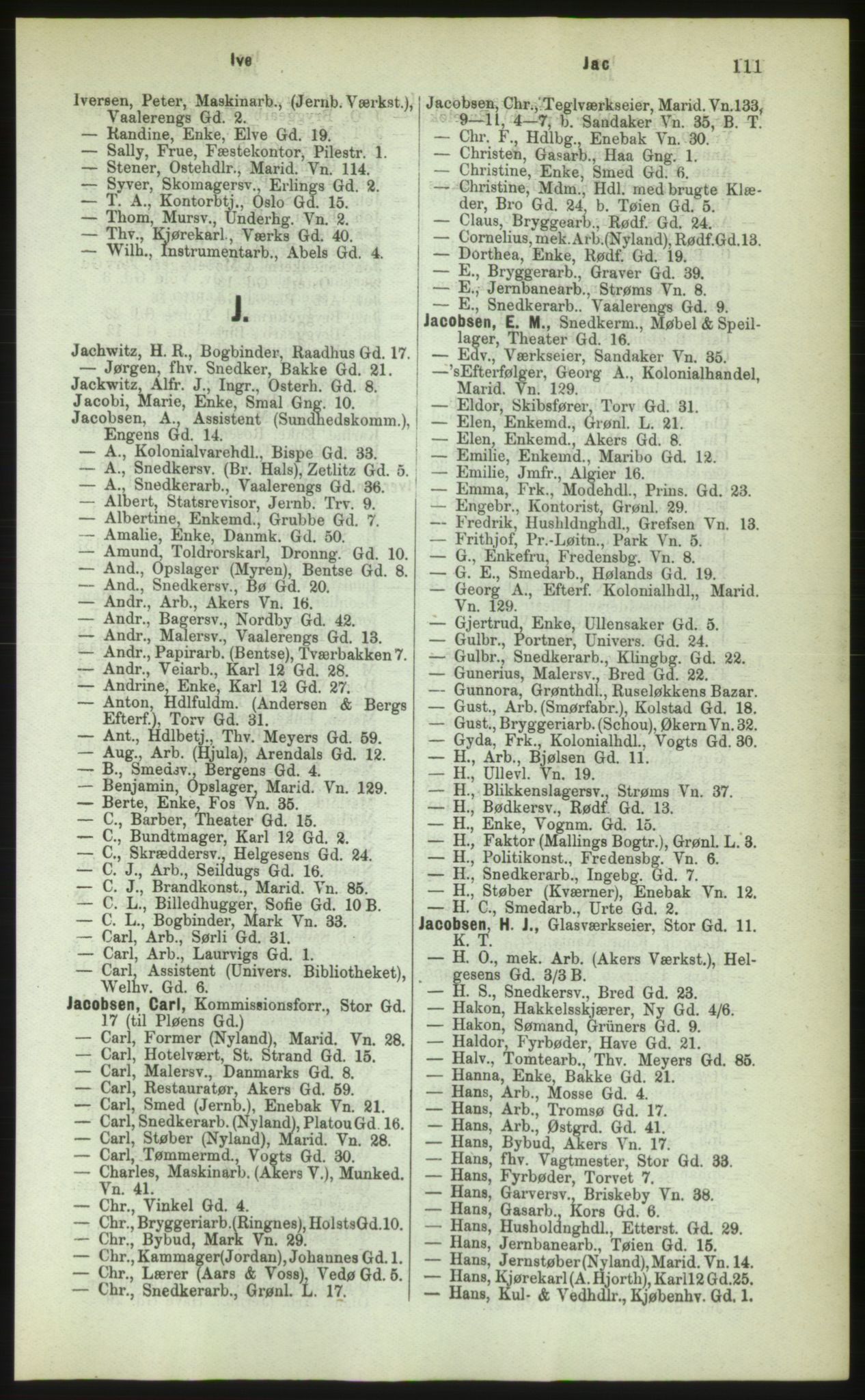 Kristiania/Oslo adressebok, PUBL/-, 1883, p. 111