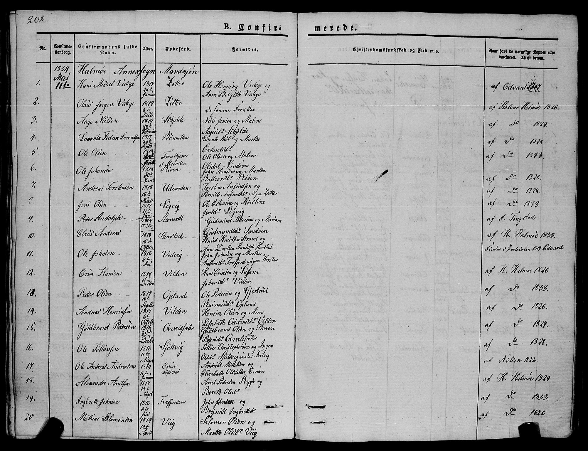 Ministerialprotokoller, klokkerbøker og fødselsregistre - Nord-Trøndelag, SAT/A-1458/773/L0614: Parish register (official) no. 773A05, 1831-1856, p. 202