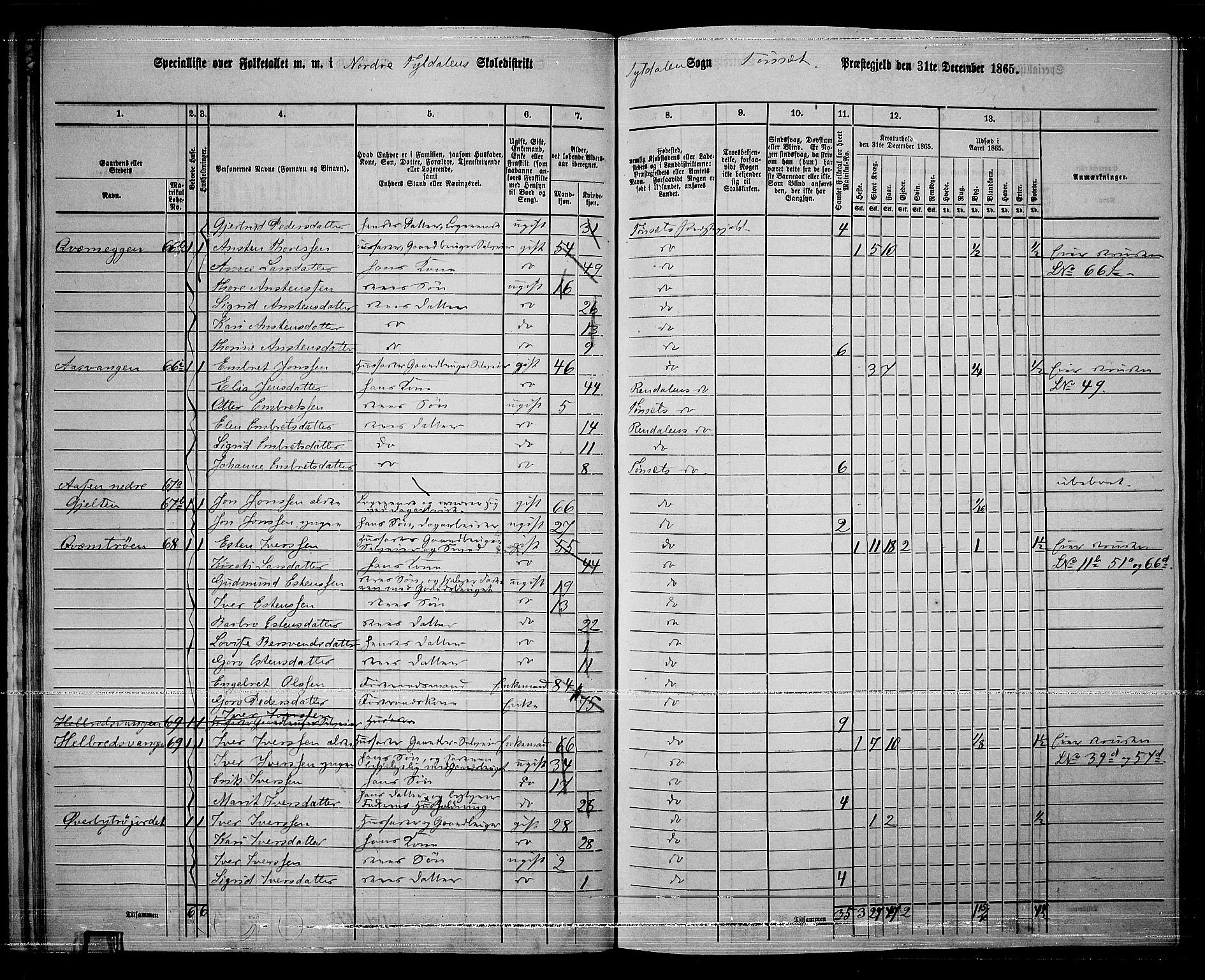 RA, 1865 census for Tynset, 1865, p. 35