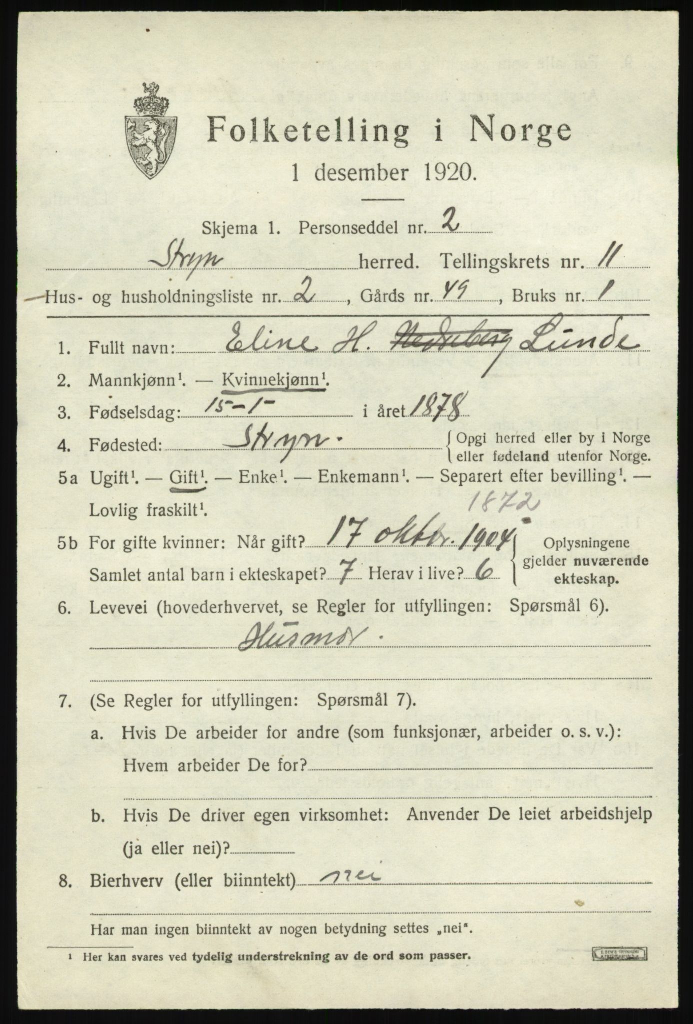 SAB, 1920 census for Stryn, 1920, p. 5210