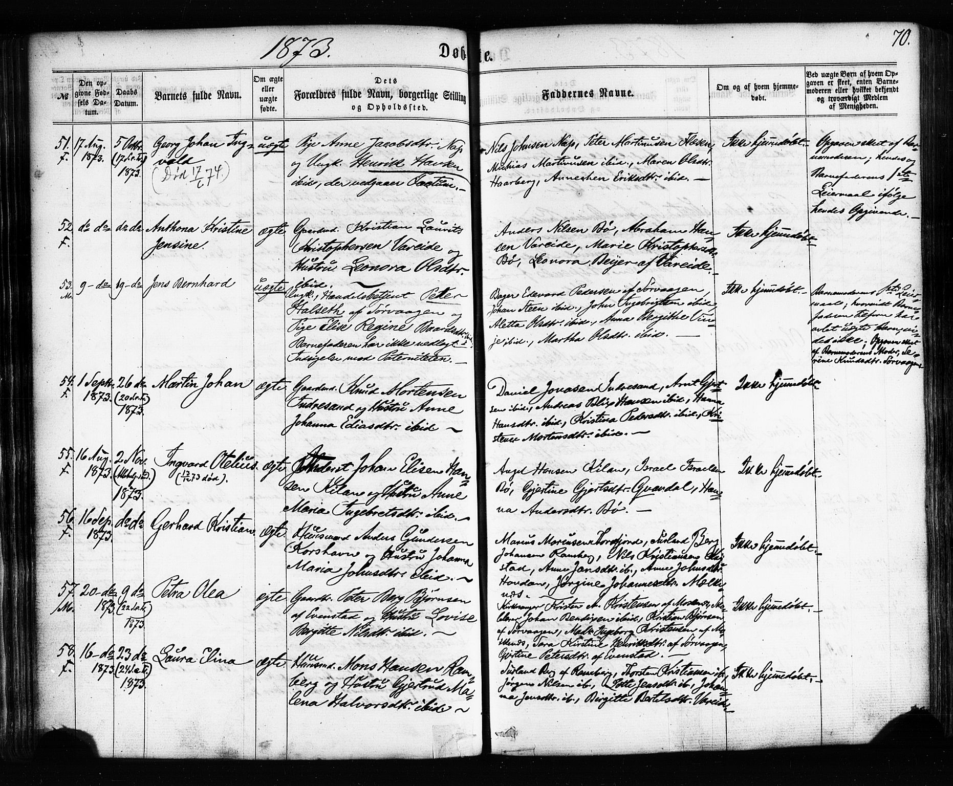 Ministerialprotokoller, klokkerbøker og fødselsregistre - Nordland, SAT/A-1459/885/L1203: Parish register (official) no. 885A04, 1859-1877, p. 70