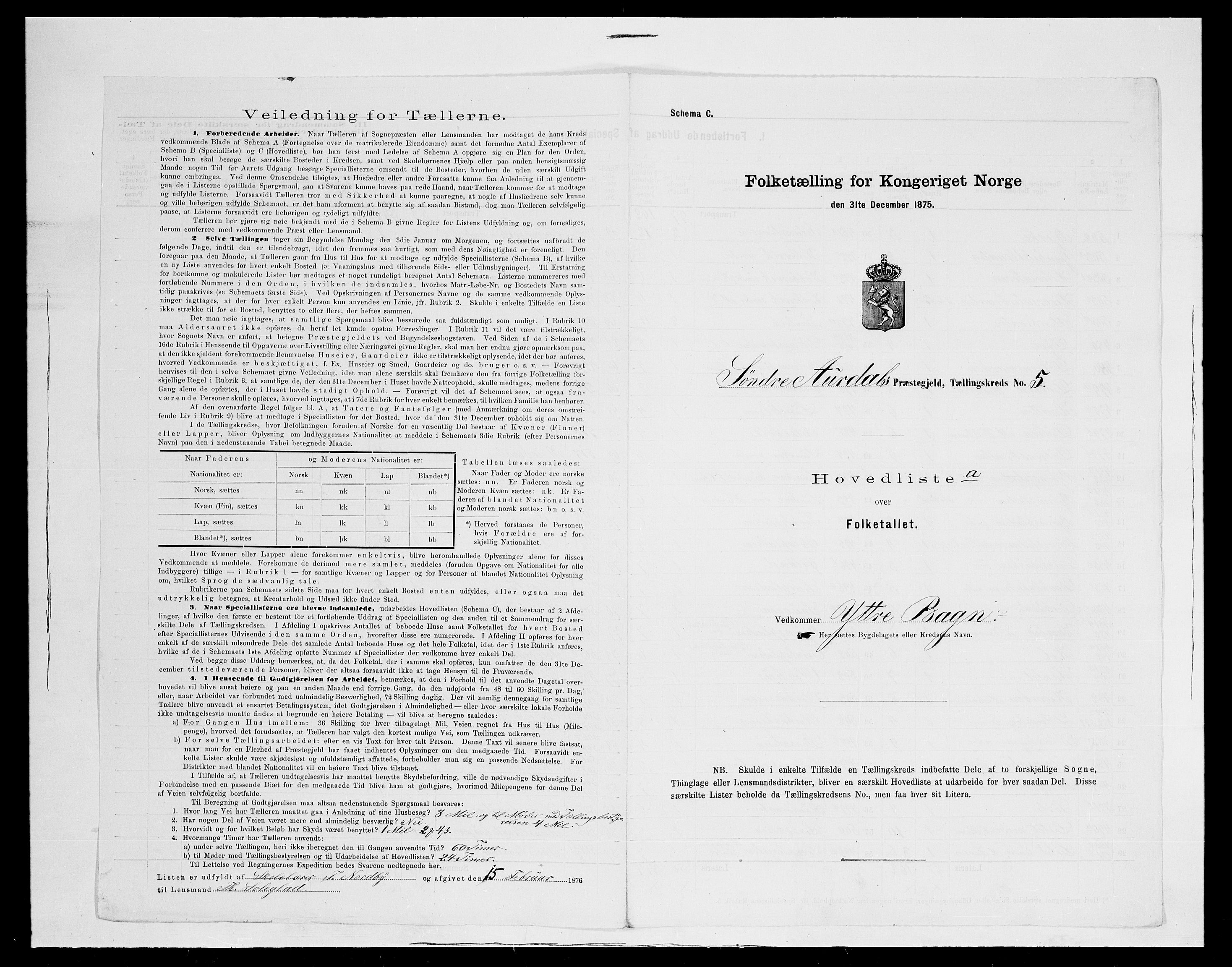 SAH, 1875 census for 0540P Sør-Aurdal, 1875, p. 38